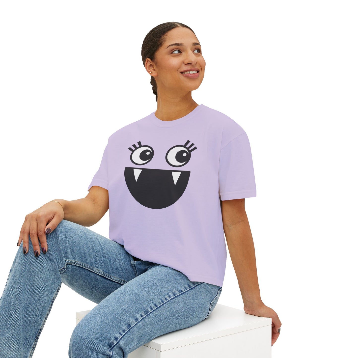 Cute Monster Women's Boxy Tee - Playful Graphic T-Shirt for Fun Style