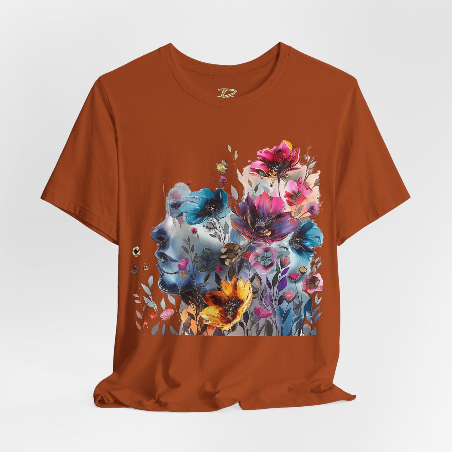 Floral Watercolor T-shirt for Women - Vibrant Artistic Tee - Lightweight Fabric Tee