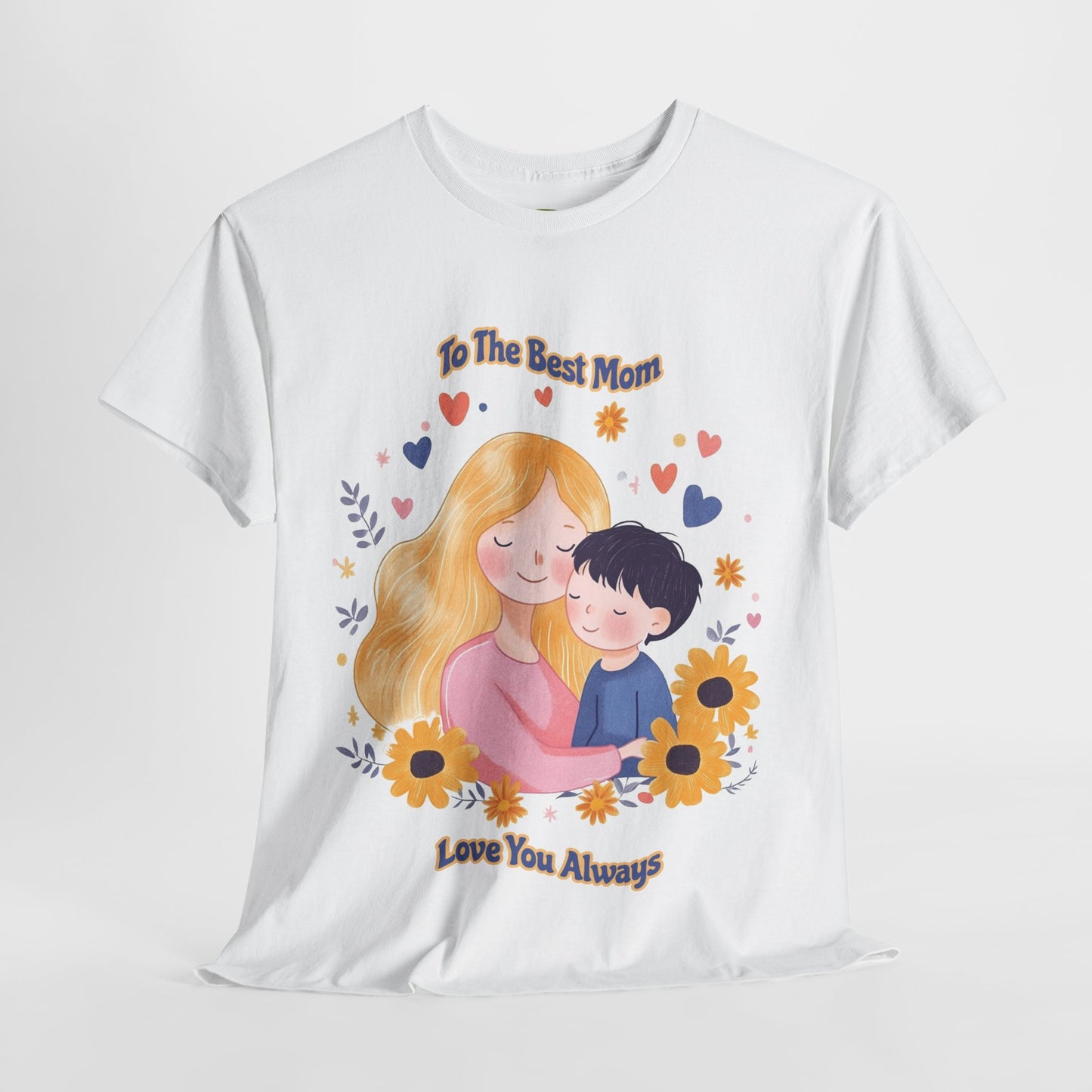 Mother & Child Love Heavy Cotton Tee - Floral Design T-Shirt - Mother's day Gift - Birthday Gift for Mom