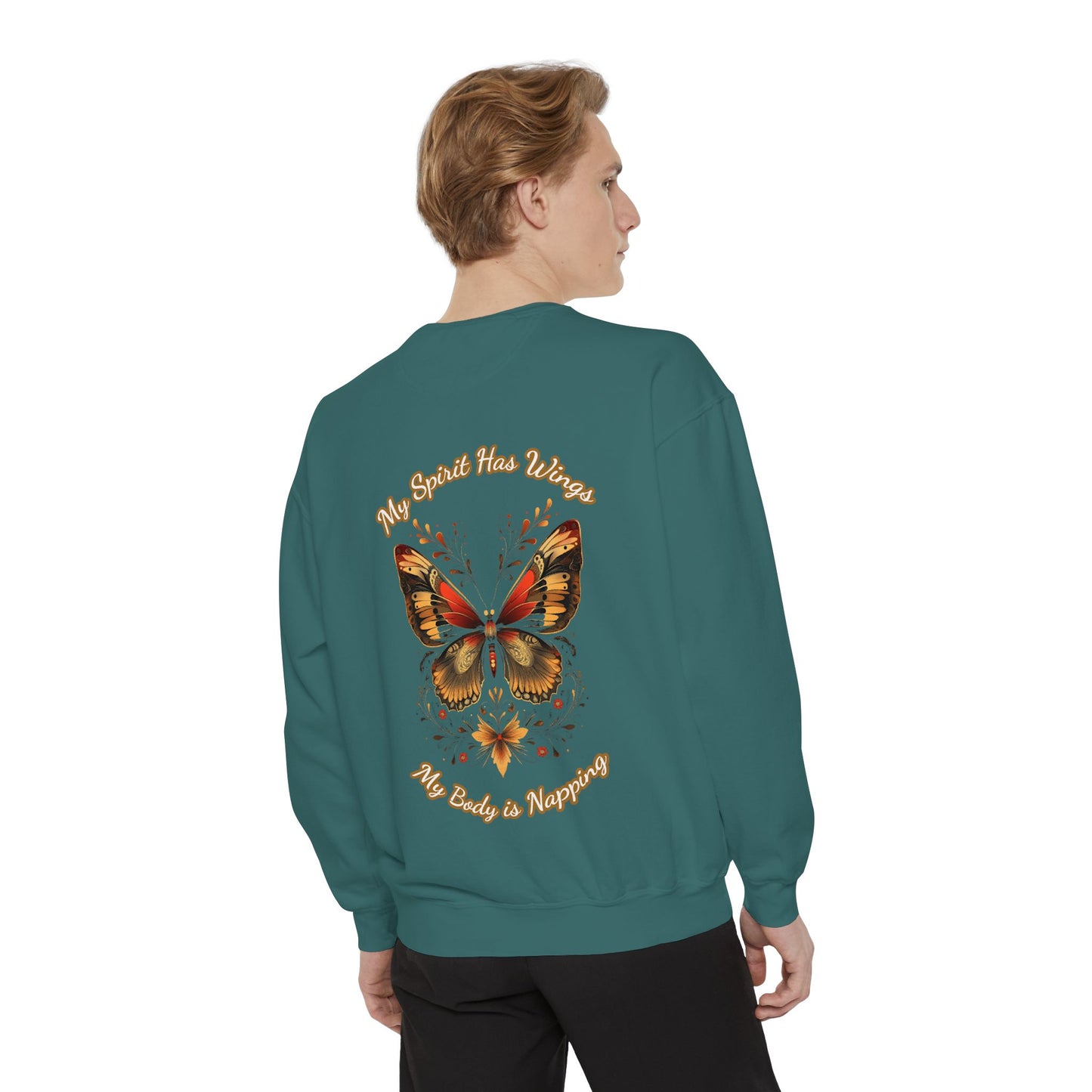 Butterfly Design Unisex Garment-Dyed Sweatshirt - Butterfly Sweatshirt