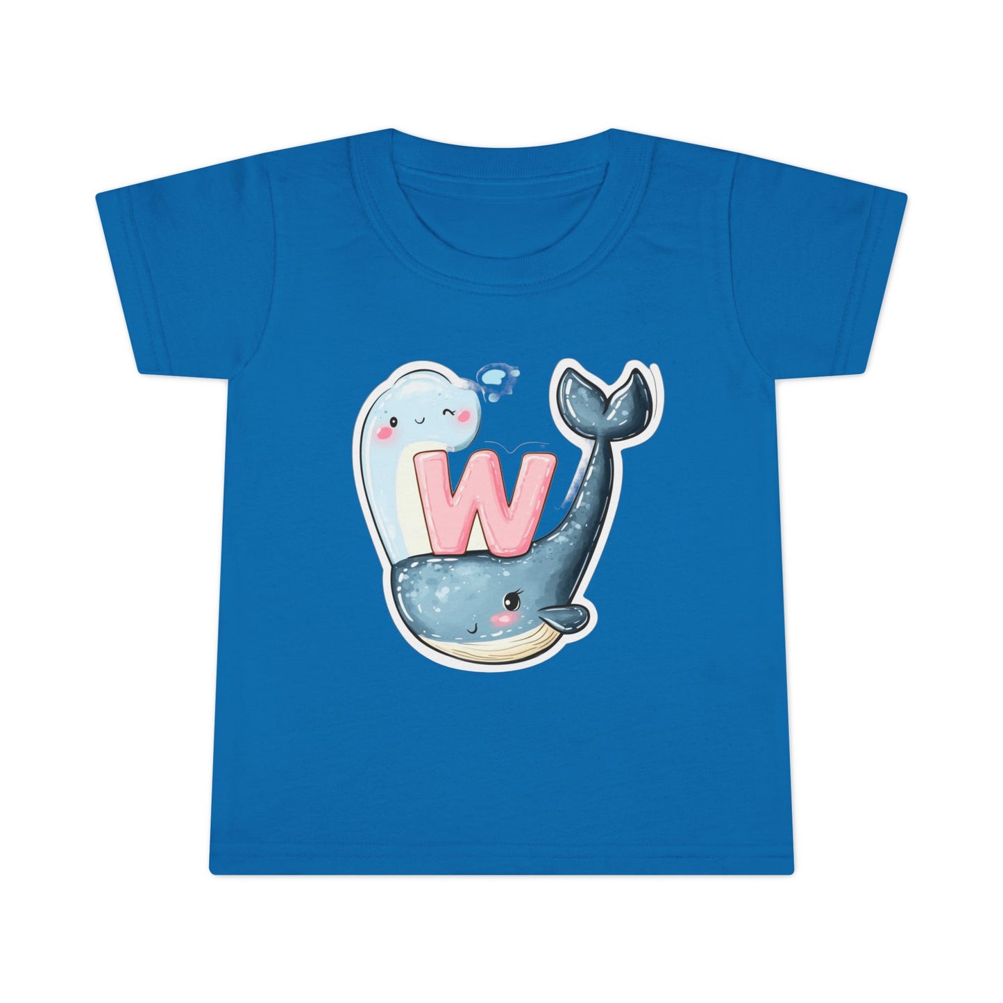 Cute Whale & Ghost Letter W Toddler T-Shirt – Fun Kids Apparel for Learning & Play