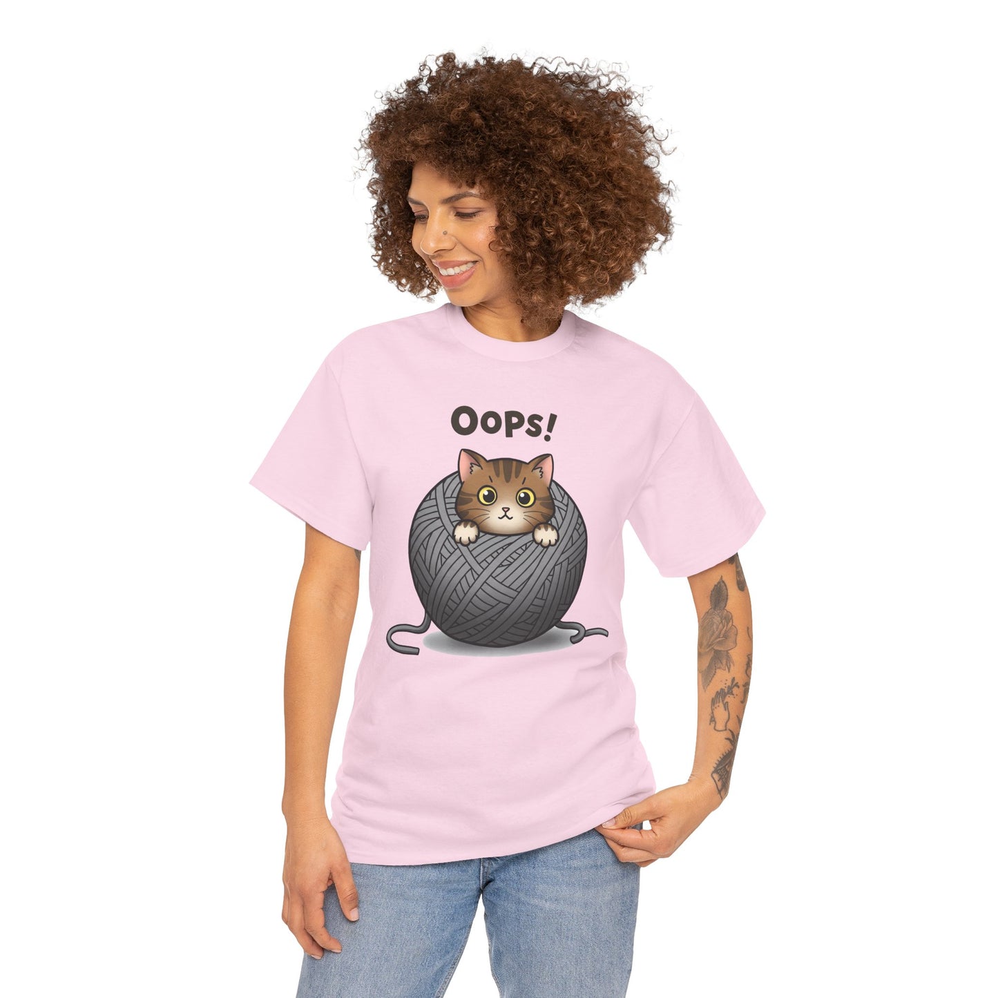 Cotton Tee with Cute Cat Design - 'Oops!' Humor for Cat Lovers