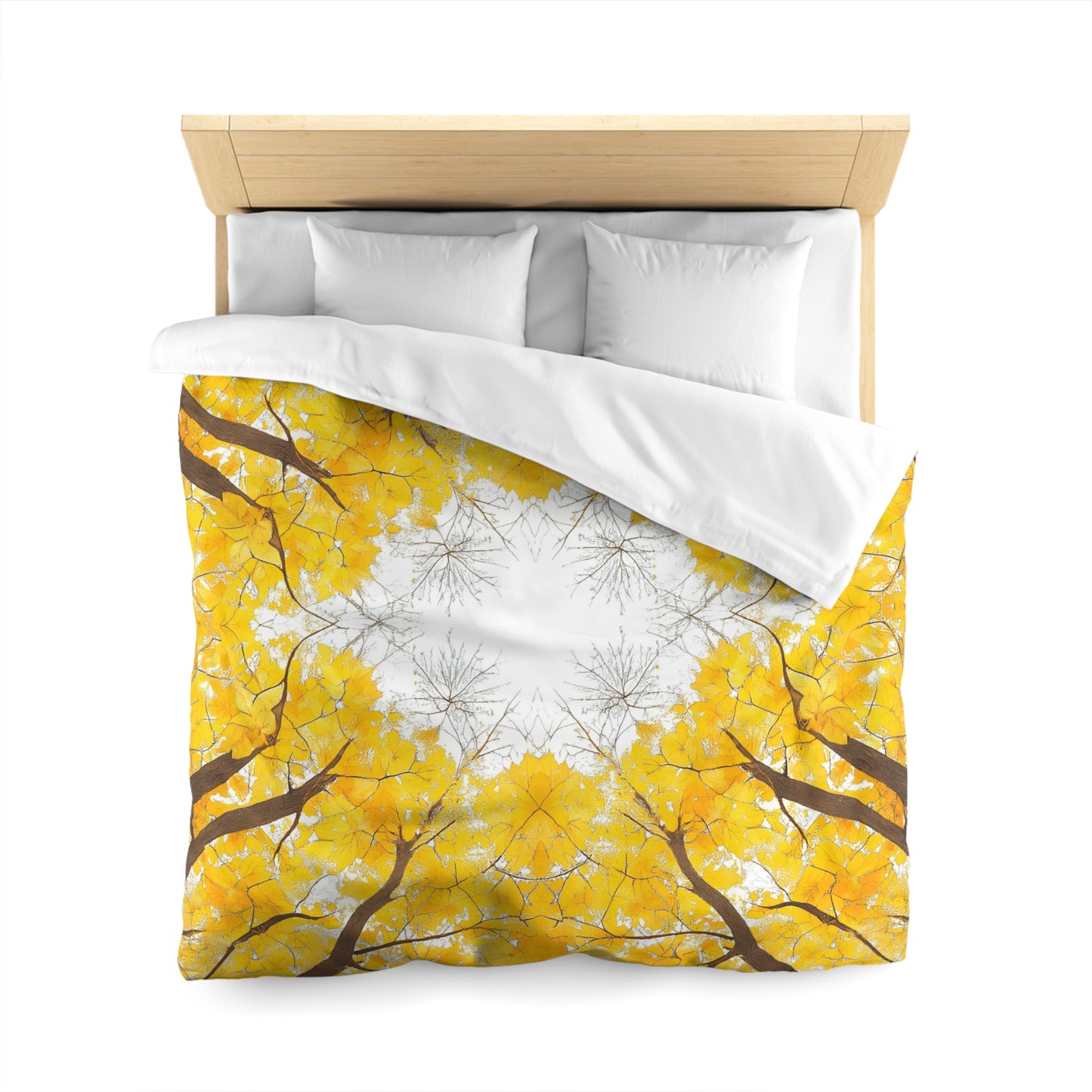 Microfiber Duvet Cover with Yellow Maple Leaves design