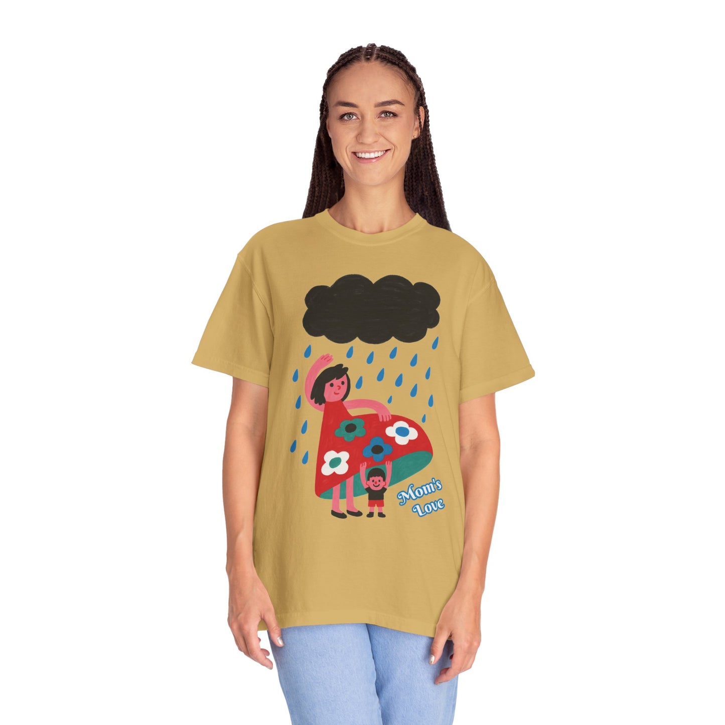 Colorful Rainy Day Unisex T-Shirt - Whimsical Design Featuring Flowers & Clouds - Mother's day Gift - Birthday Gift