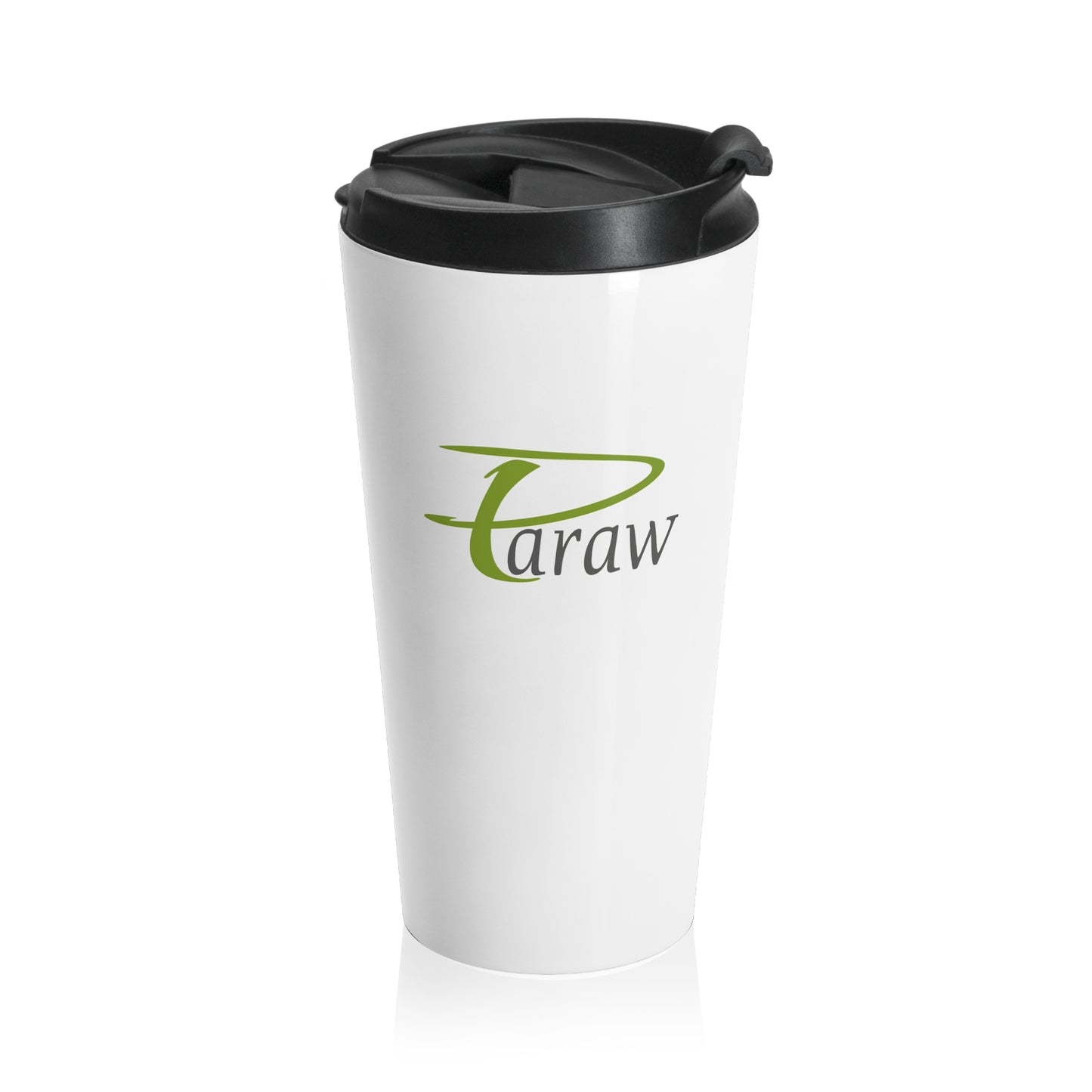 White Stainless Steel Travel Mug - "Paraw" Text Design, 15oz Travel Mug
