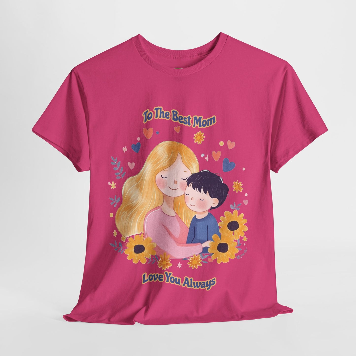 Mother & Child Love Heavy Cotton Tee - Floral Design T-Shirt - Mother's day Gift - Birthday Gift for Mom