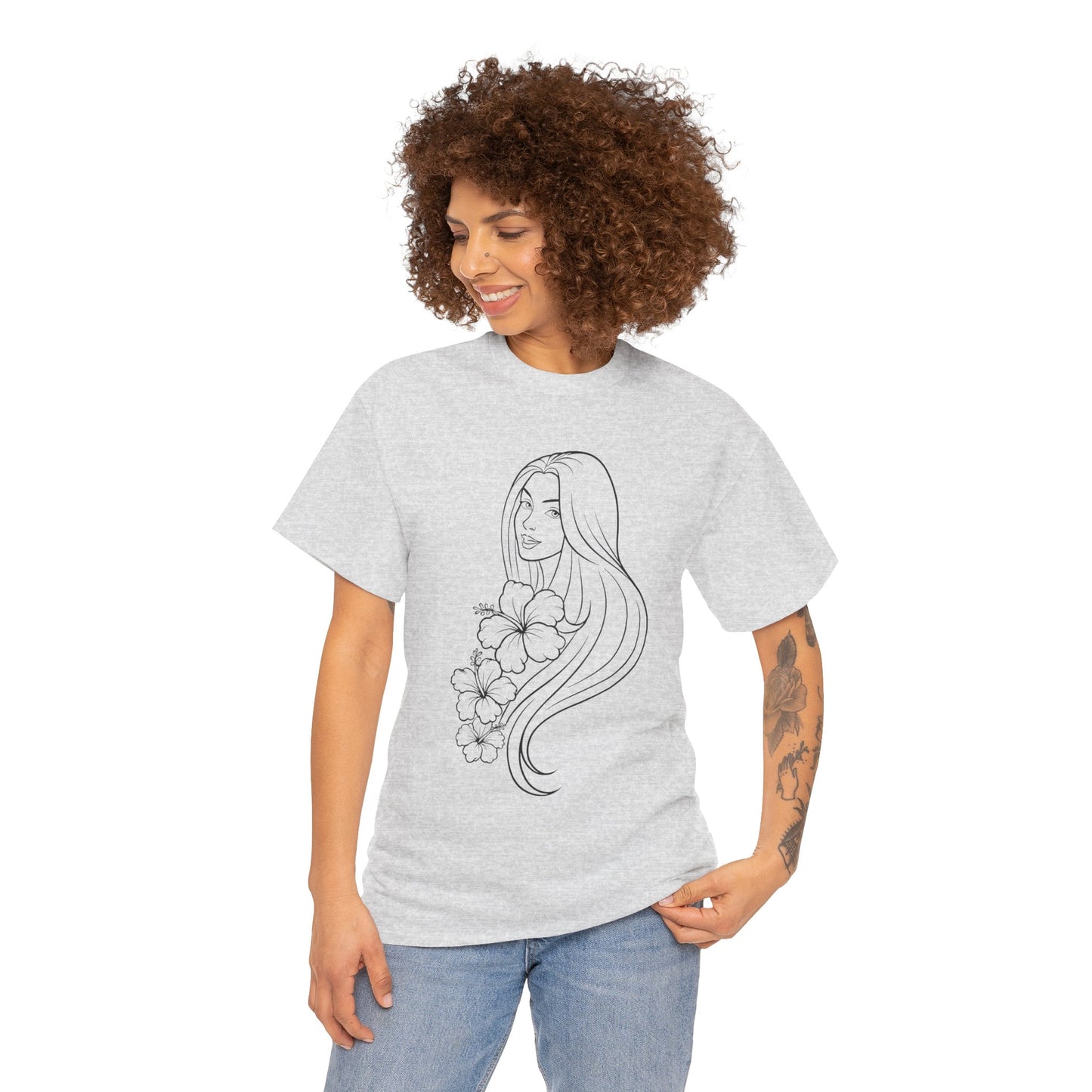 Floral Princess Cotton Tee - Chic Casual Wear - Birthday Gift - Mother's Day Gift