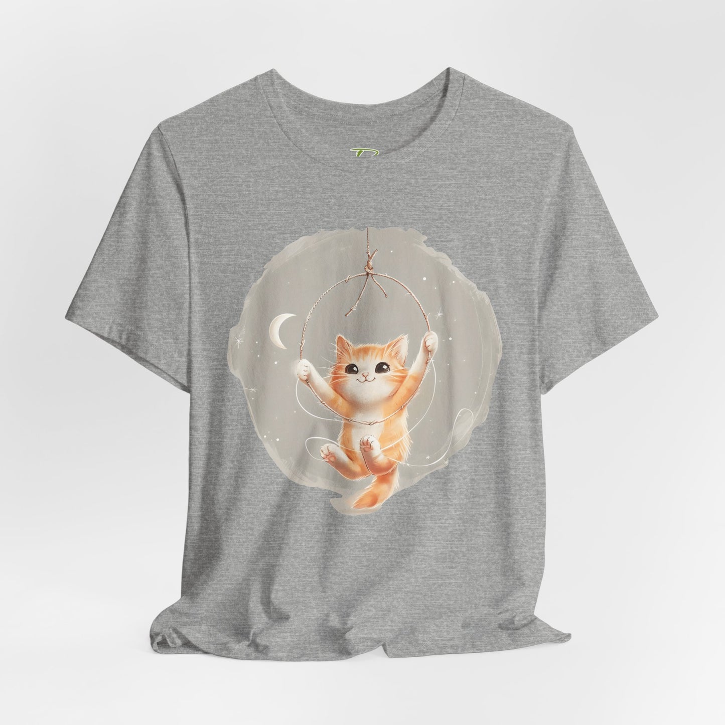 Cute Smiling Cat Cartoon T-shirt - Lightweight Fabric Tee