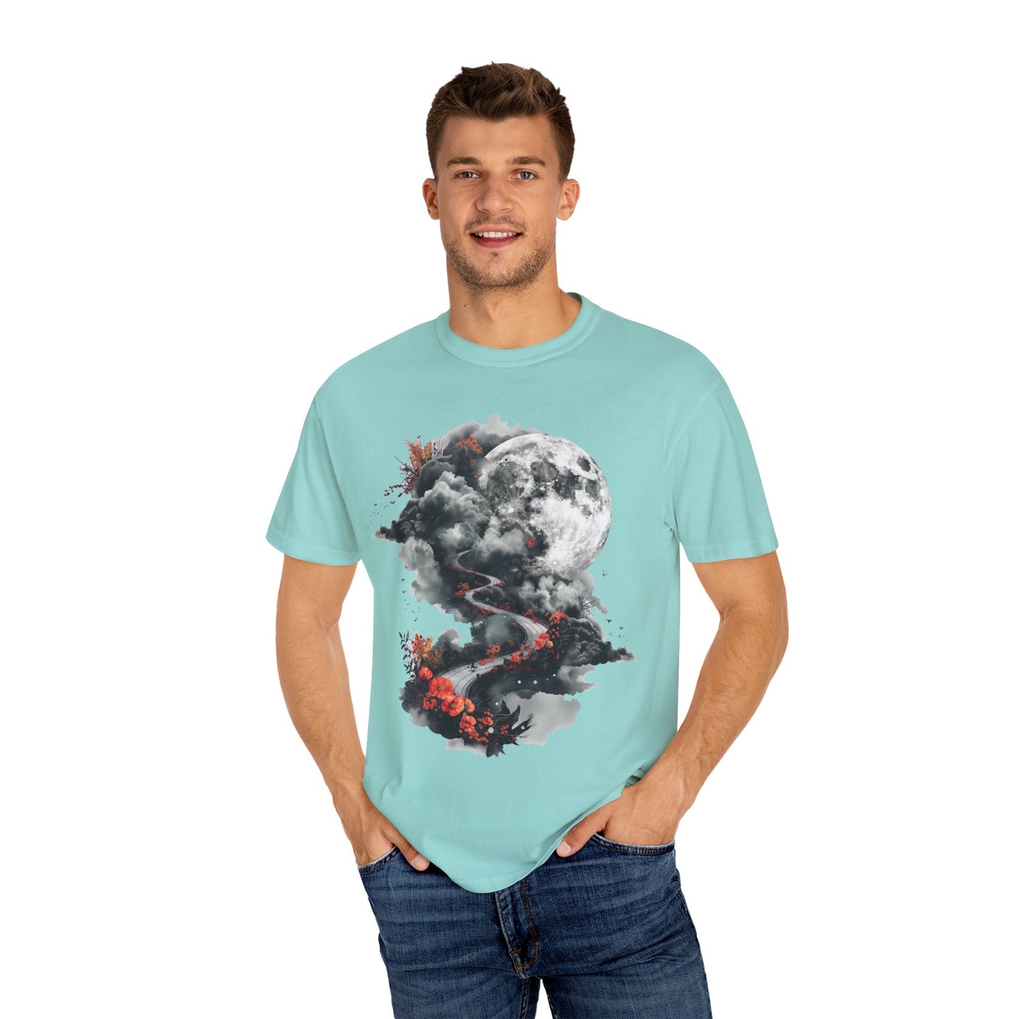 Artistic Moonlit T-Shirt - Soft Unisex Tee, Gift for Nature Lovers, Casual Wear, Boho Style, Handmade Gift