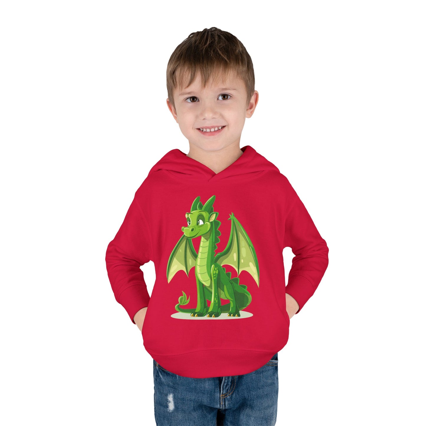 Toddler Pullover Fleece Hoodie - Cute Cartoon Dragon Design Hoodie
