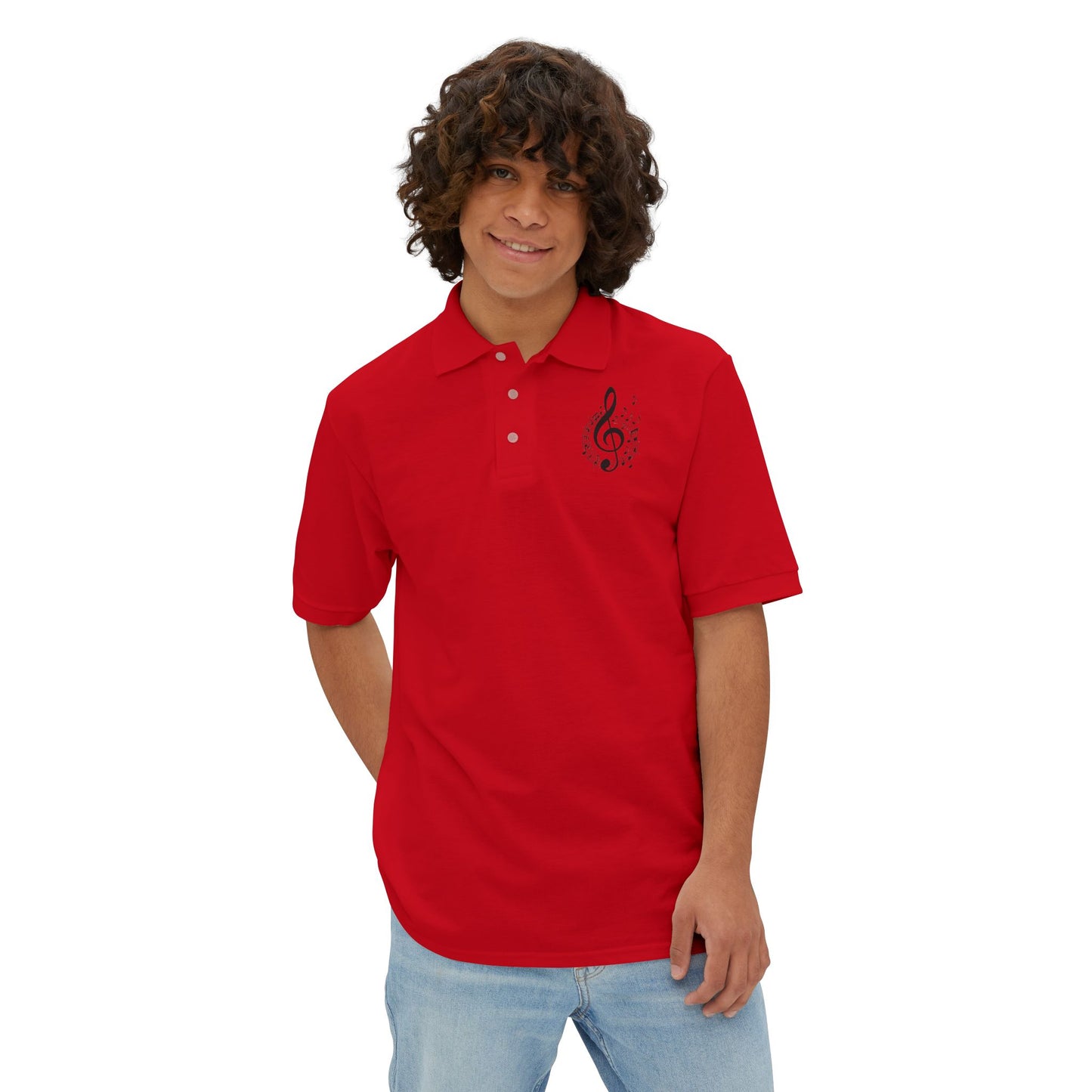Musical Notes Men's Polo Shirt | Casual Concert Wear, Gift for Musicians, Music Lovers, Summer Style, Everyday Comfort - Father's Day Gift