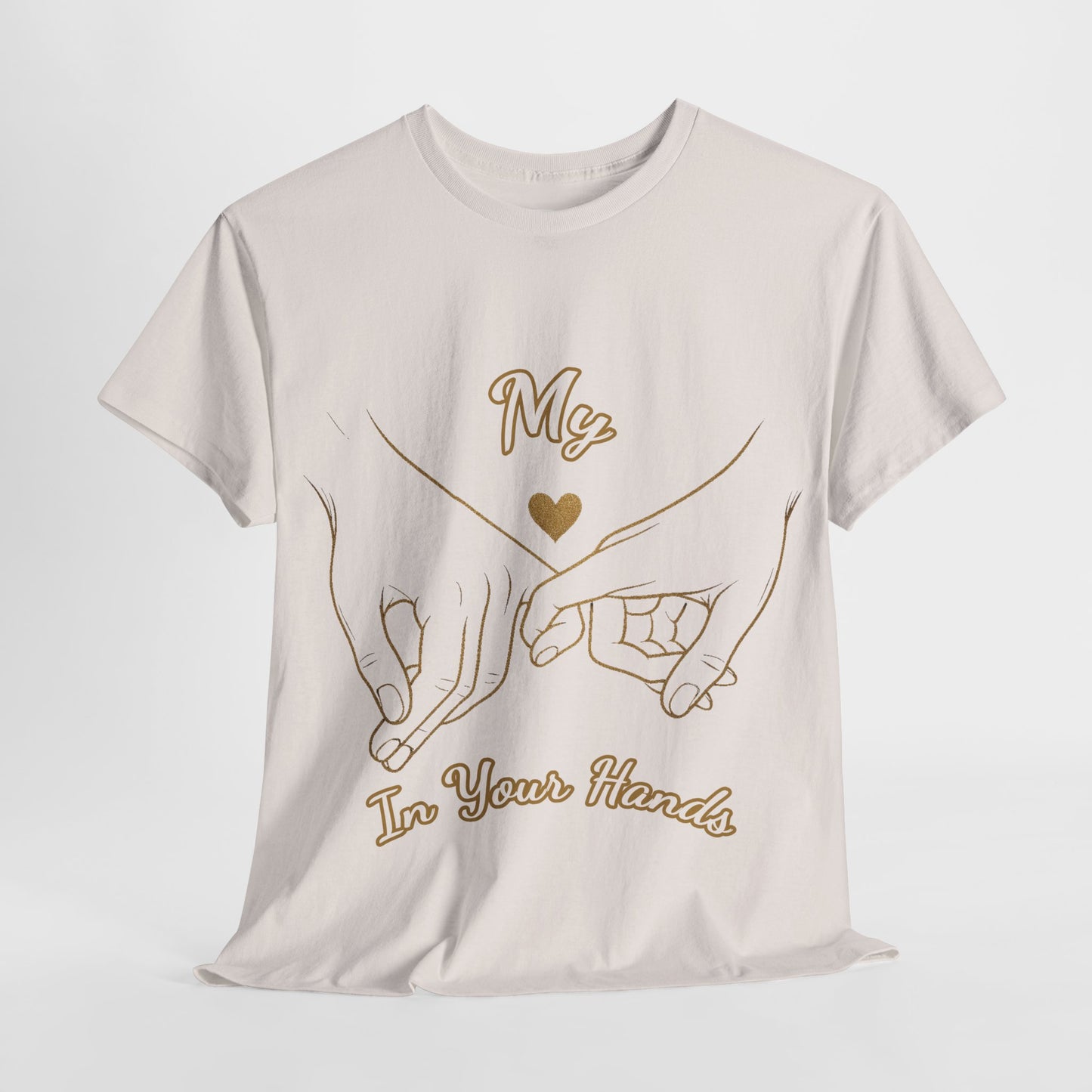Cute Couples Unisex Heavy Cotton Tee - 'My Heart in Your Hands' design T-shirt