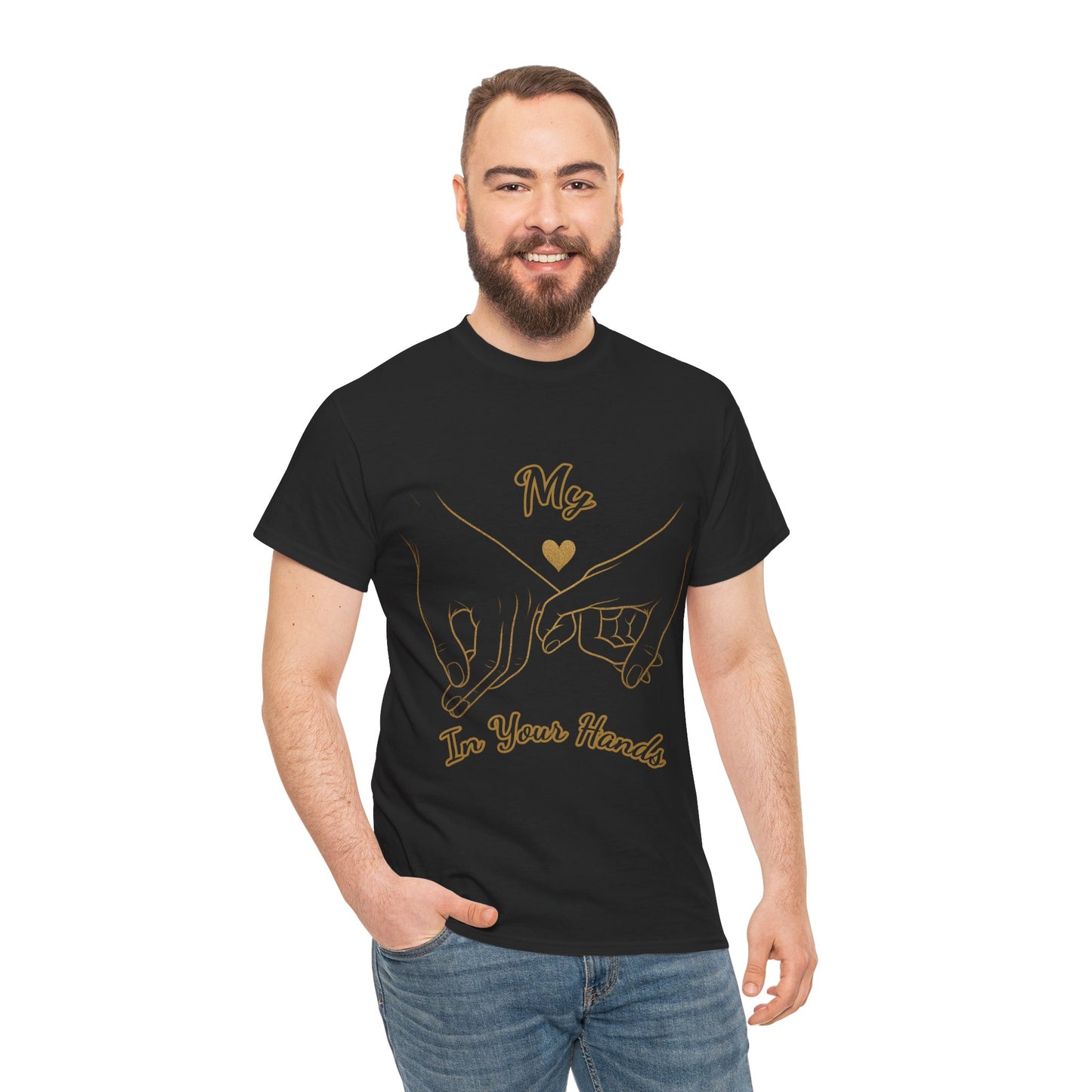 Cute Couples Unisex Heavy Cotton Tee - 'My Heart in Your Hands' design T-shirt