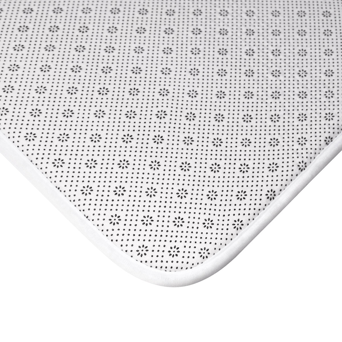 Anti-slip backing holds the bath mat