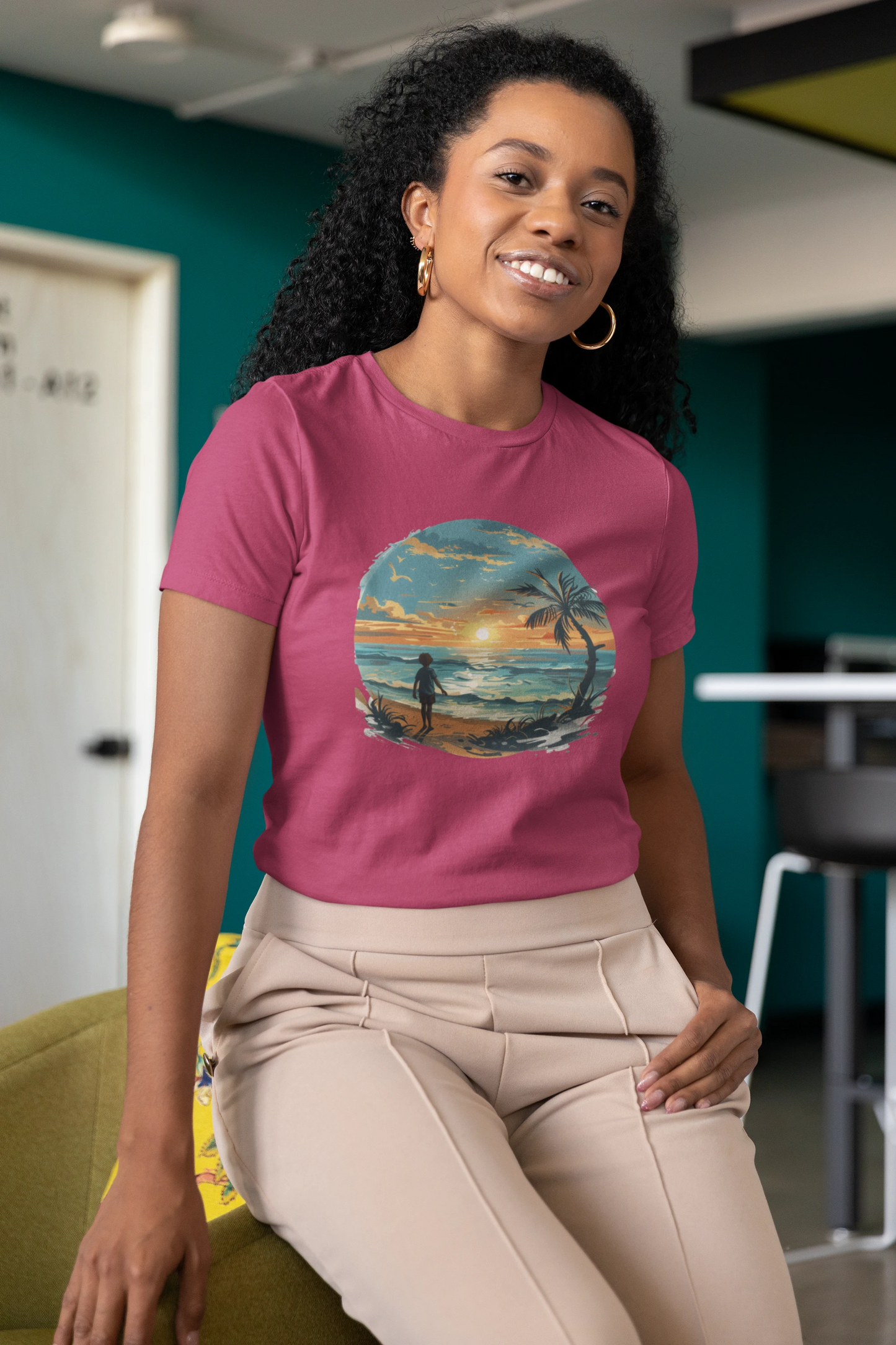 Colorful Sunshine Seaside T-shirt - Lightweight Fabric Tee