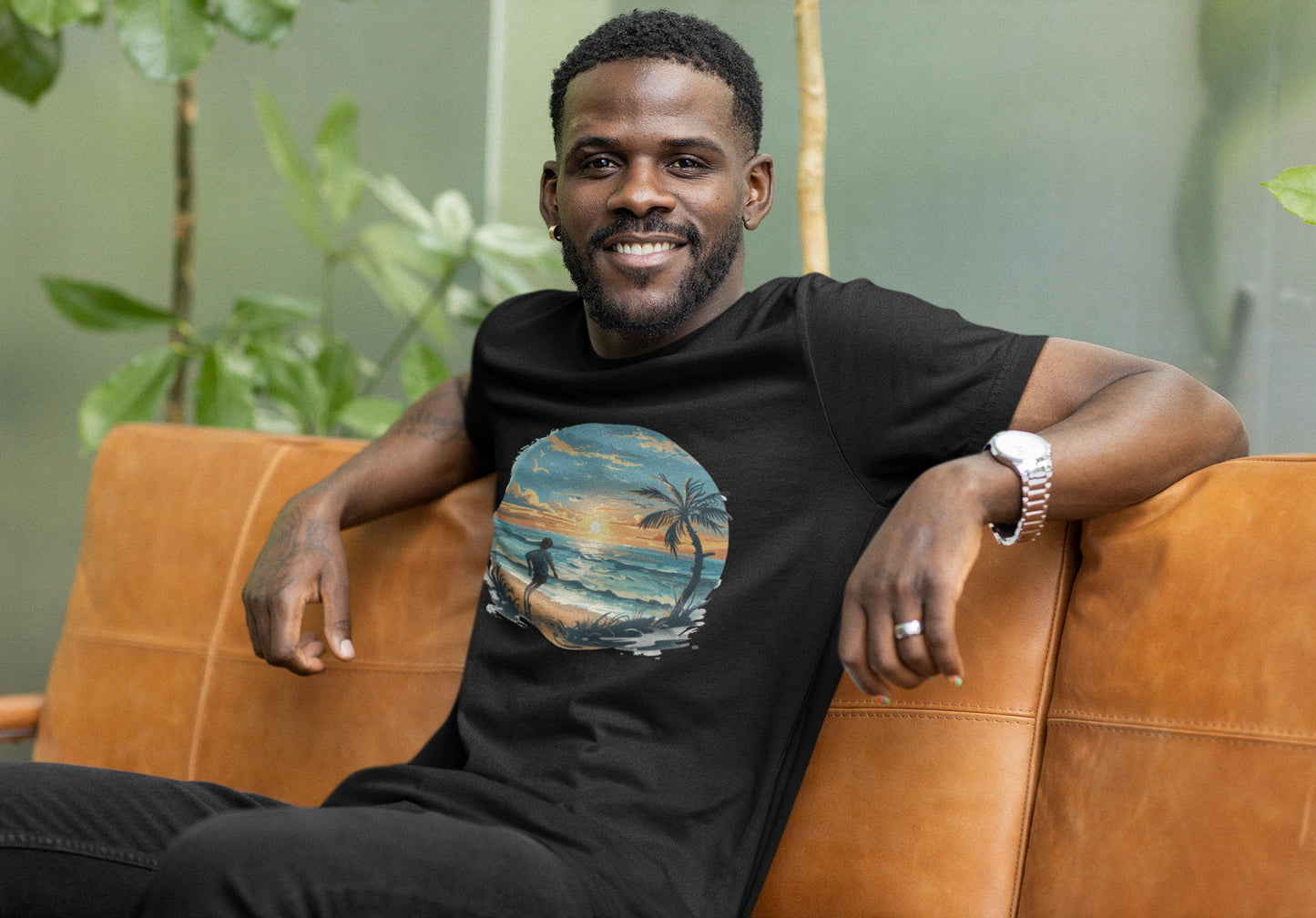 Colorful Sunshine Seaside T-shirt - Lightweight Fabric Tee