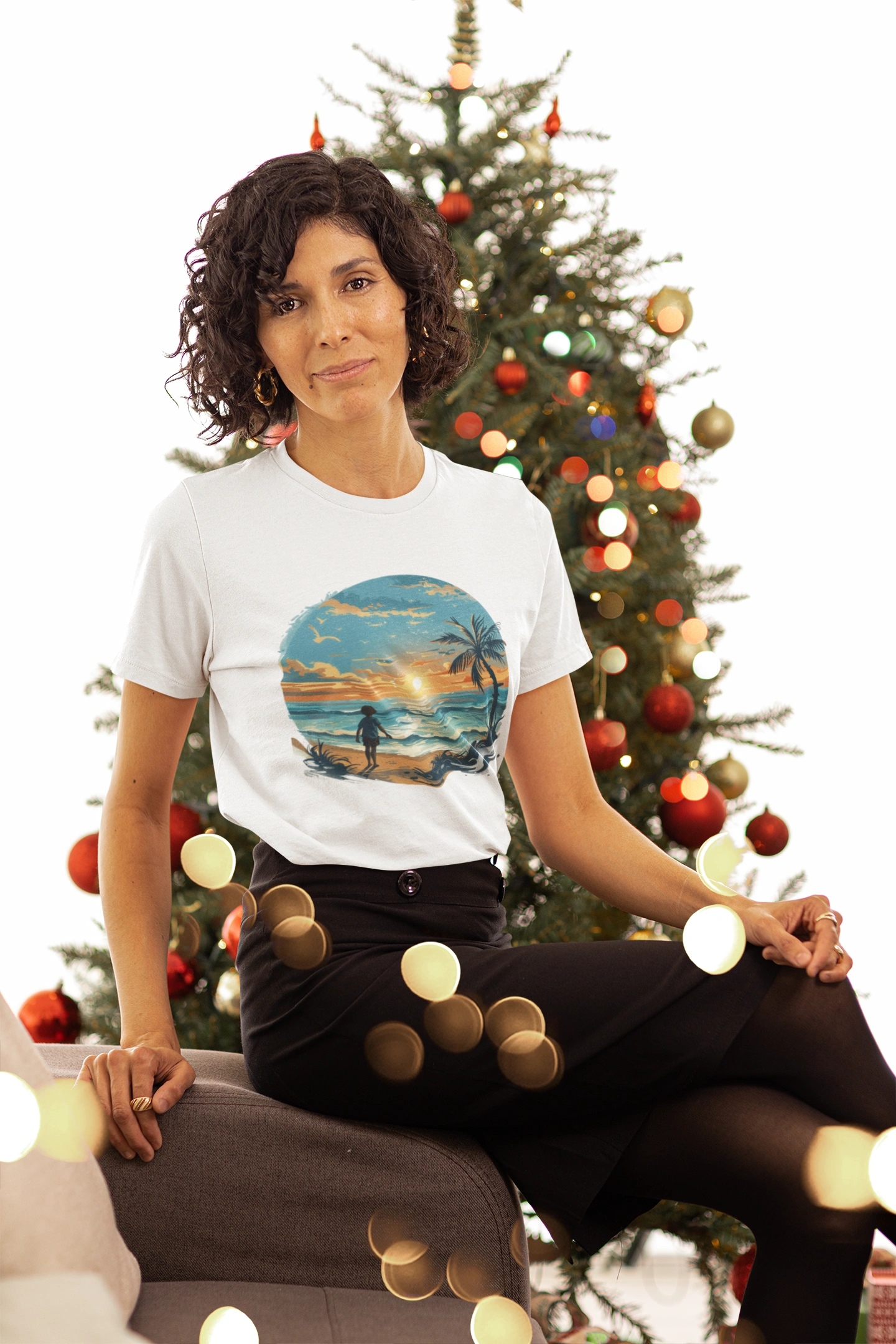 Colorful Sunshine Seaside T-shirt - Lightweight Fabric Tee