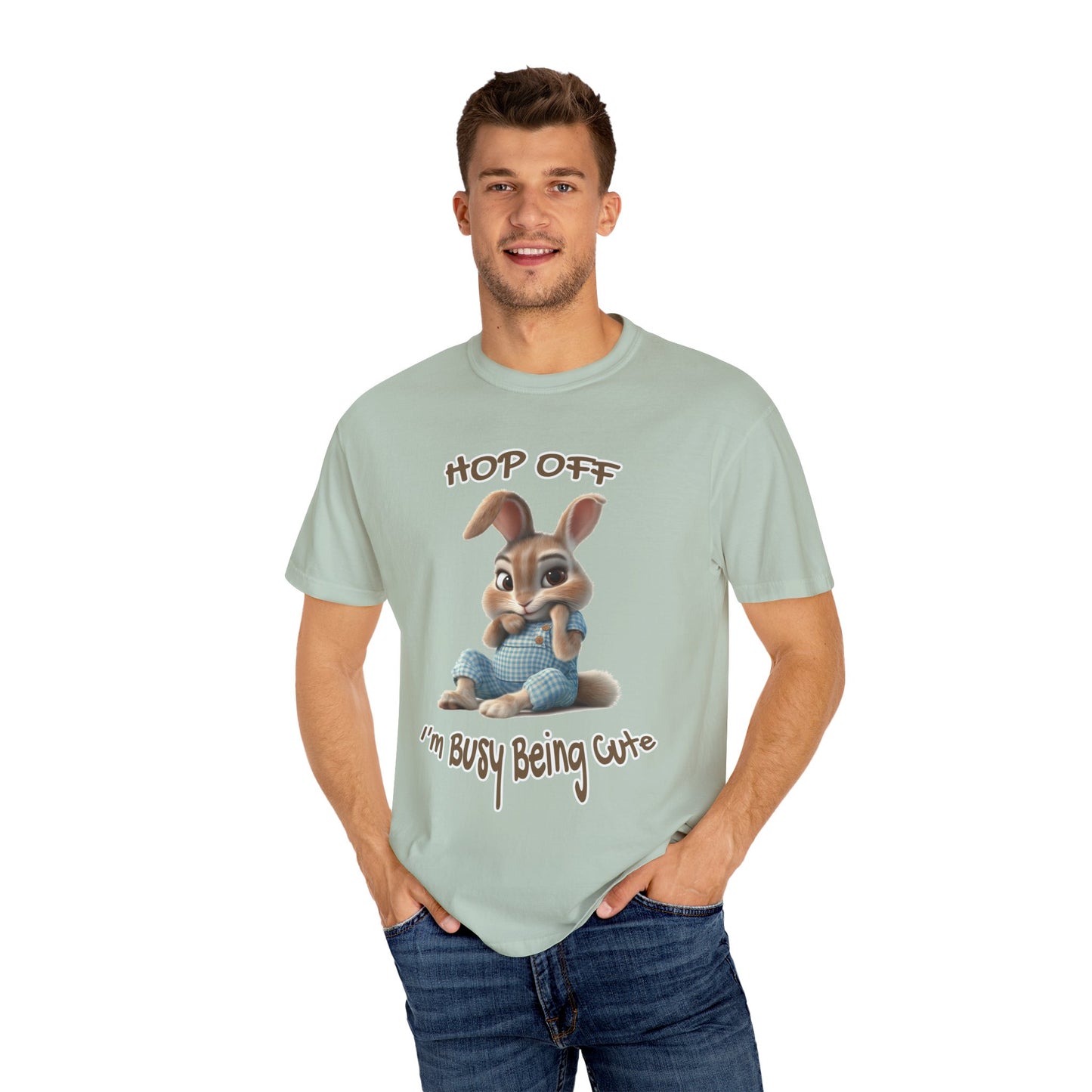 Comforting Bunny Illustration Tee for Men