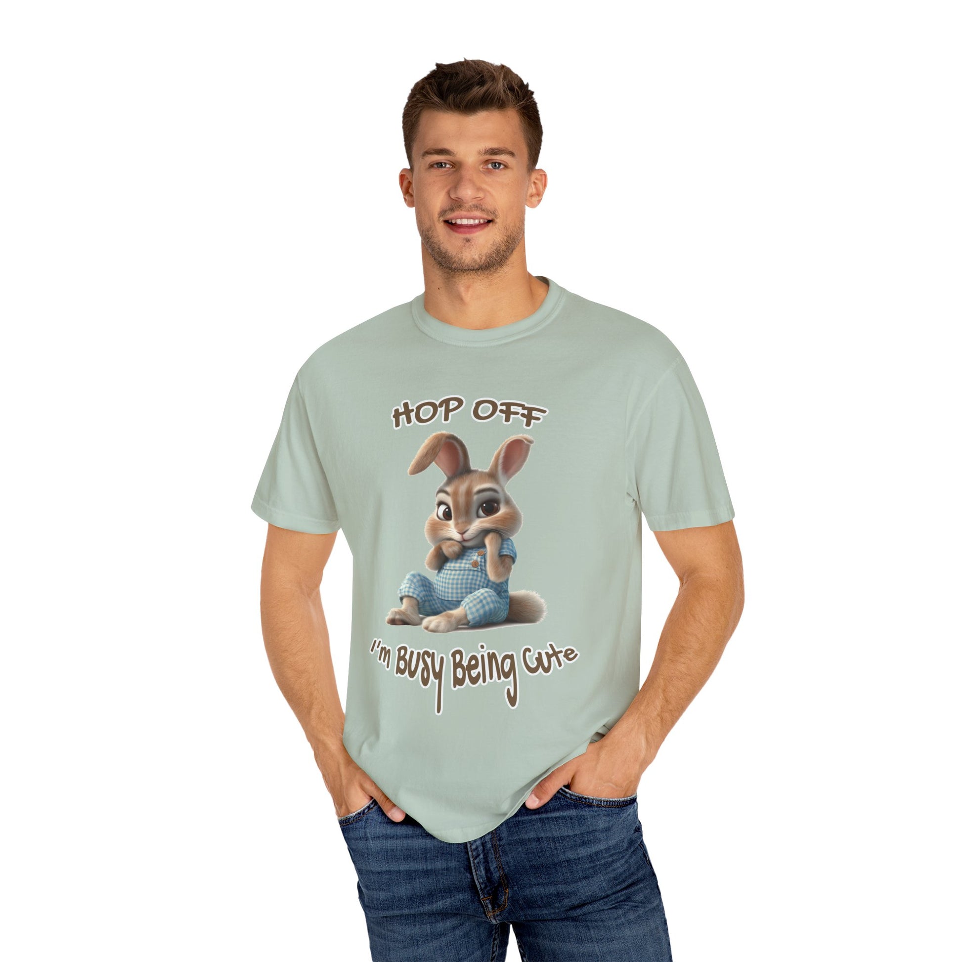 Comforting Bunny Illustration Tee for Men