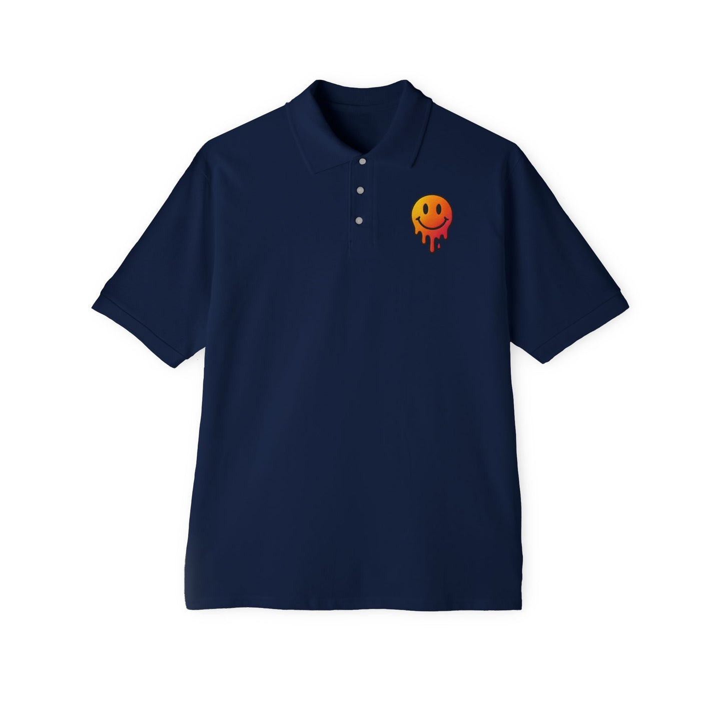 Navy Double-stitched hem and sleeve cuff of pique polo shirt