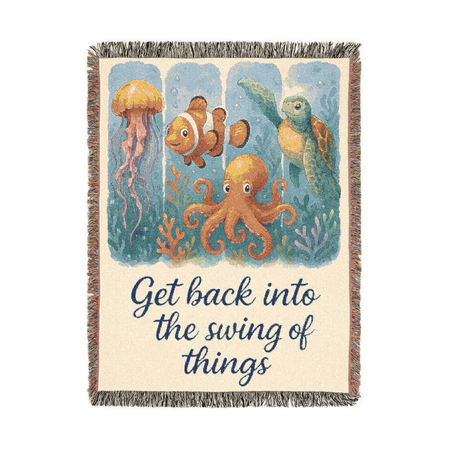 Inspirational Ocean Scene Woven Blanket - "Get Back Into The Swing of Things"