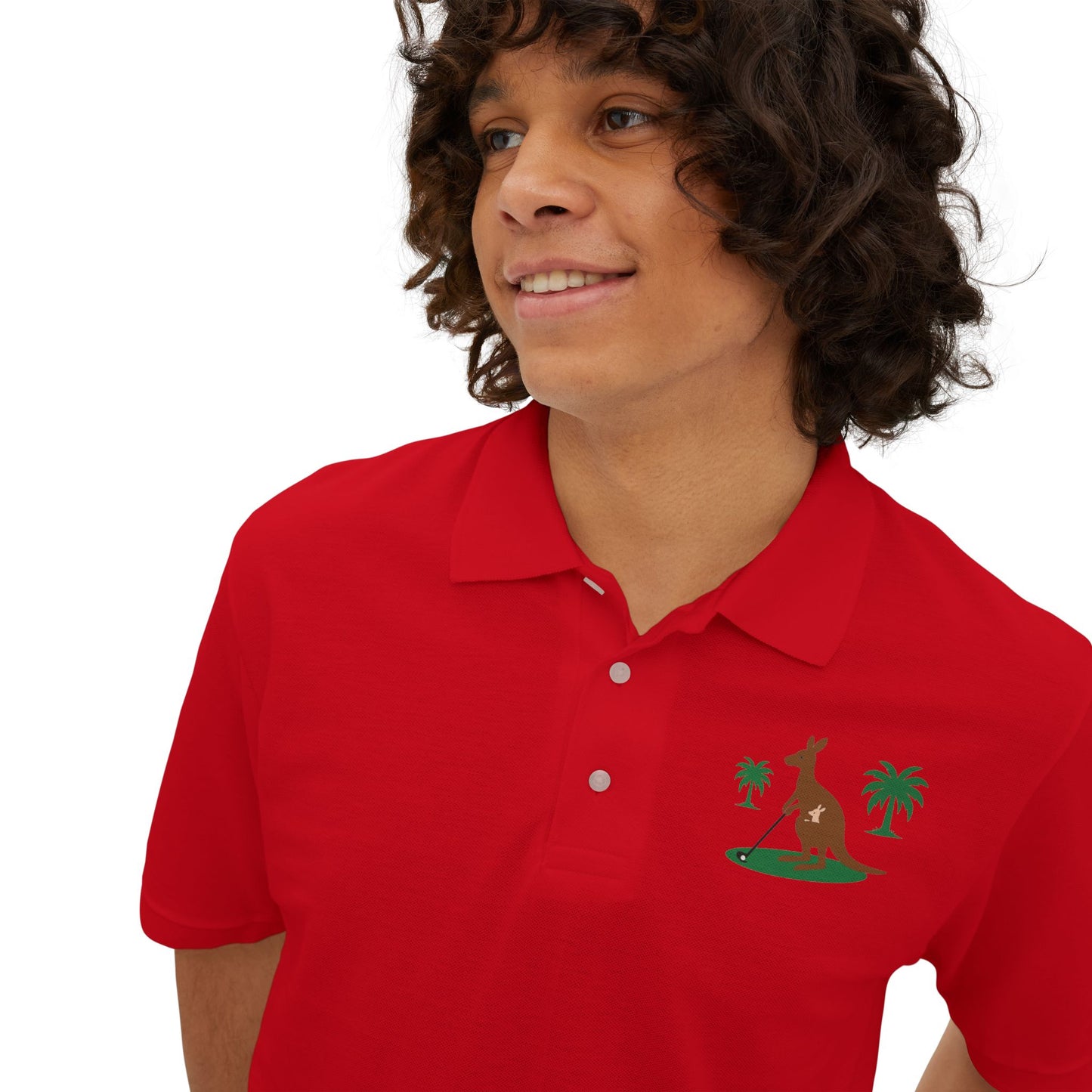 Lightweight tropical print golf polo shirt for golfers
