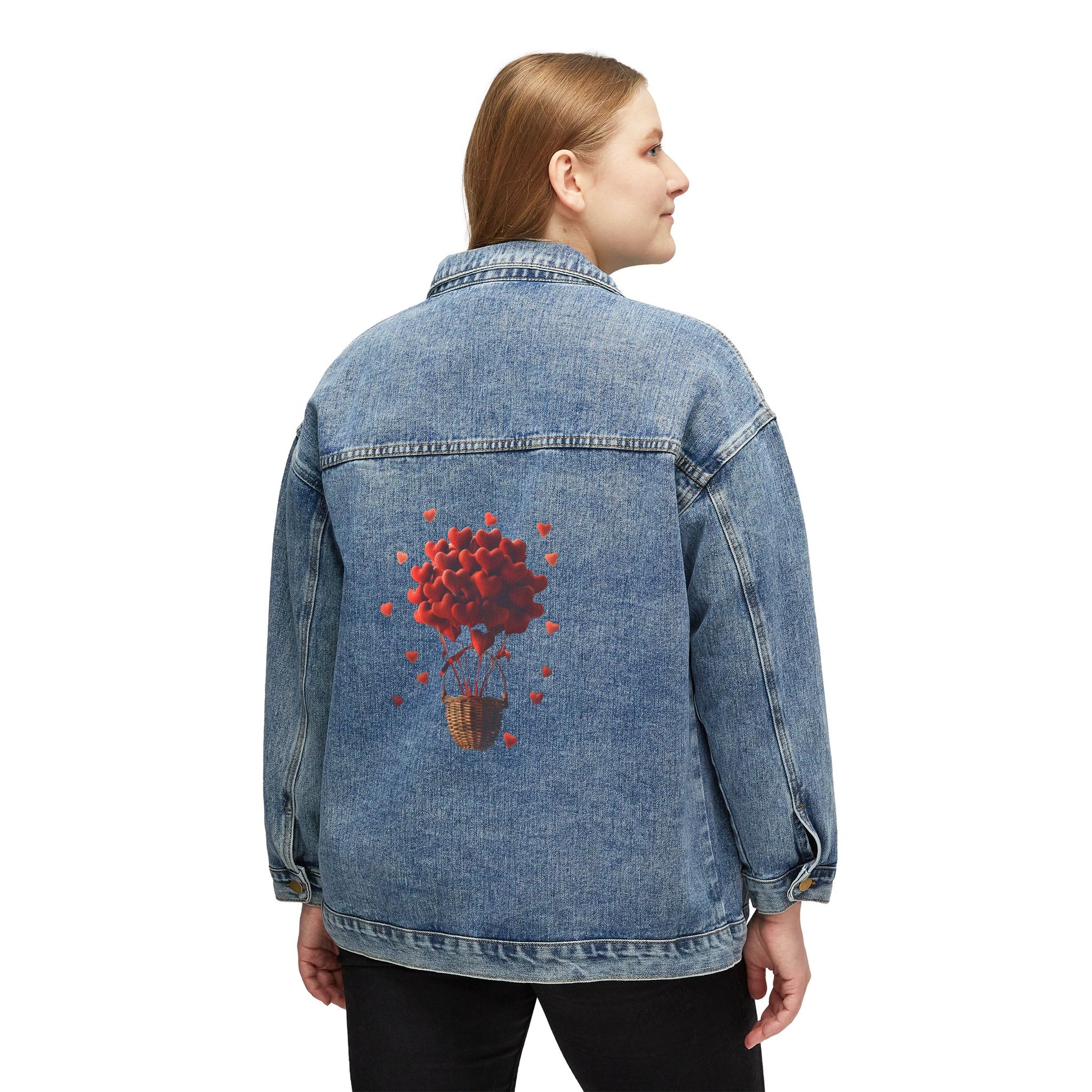 Love themed denim jacket for women