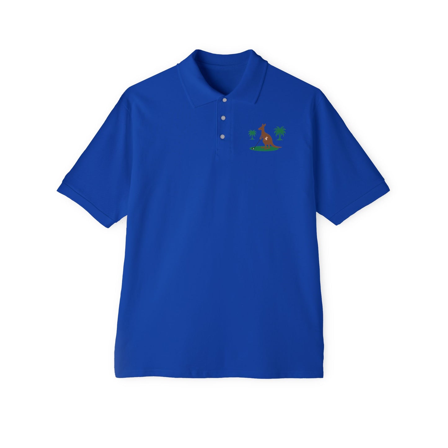 Kangaroo print men's polo shirt ideal for golf and BBQ parties