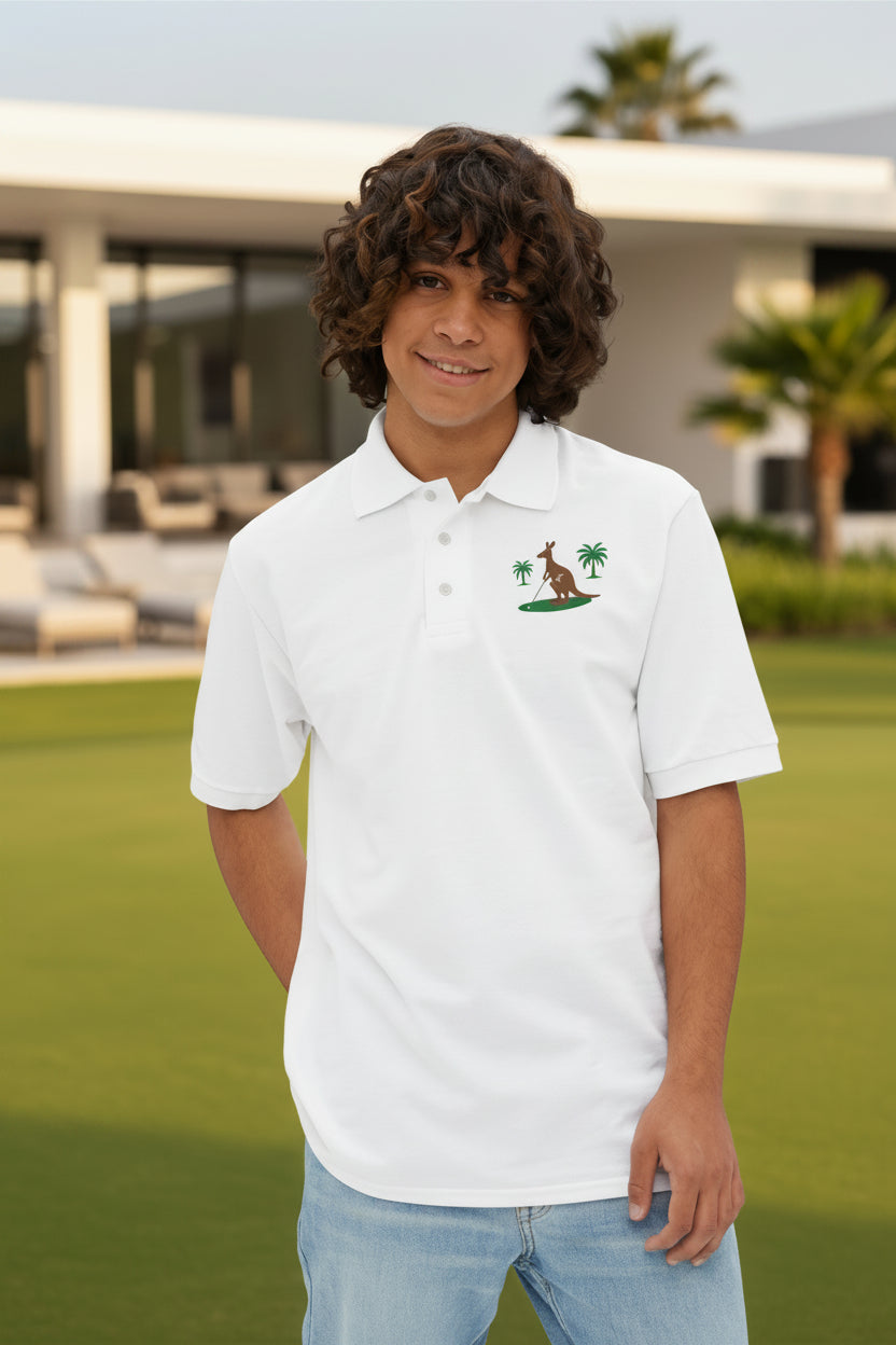 Stylish kangaroo golf polo shirt for golf course fashion