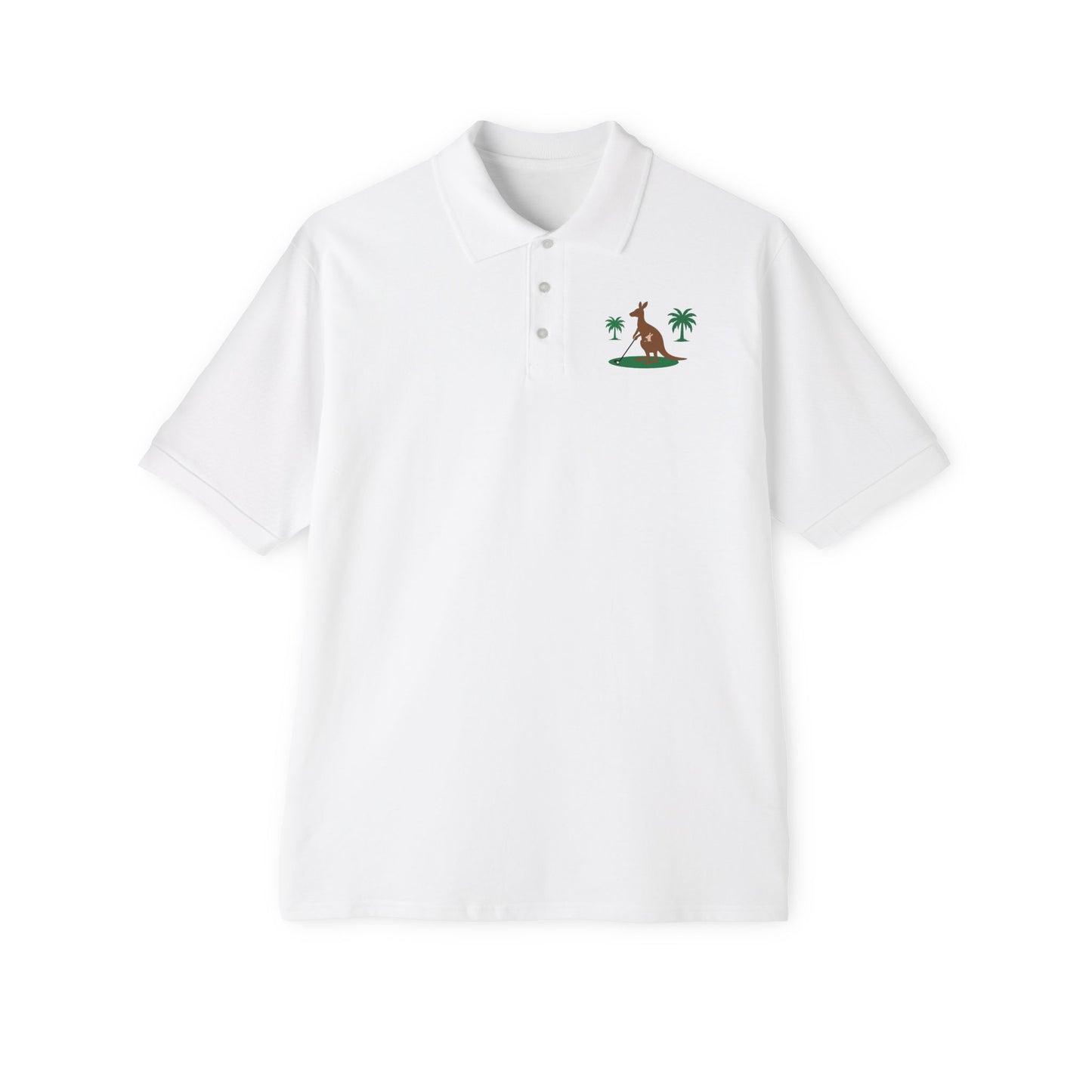 Unique kangaroo design men’s golf polo for casual Fridays