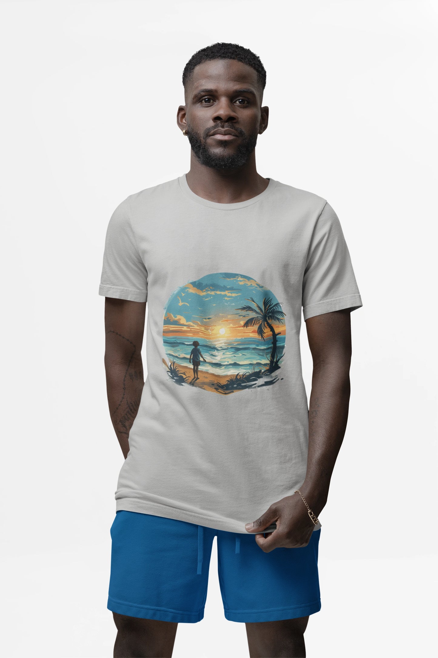Colorful Sunshine Seaside T-shirt - Lightweight Fabric Tee