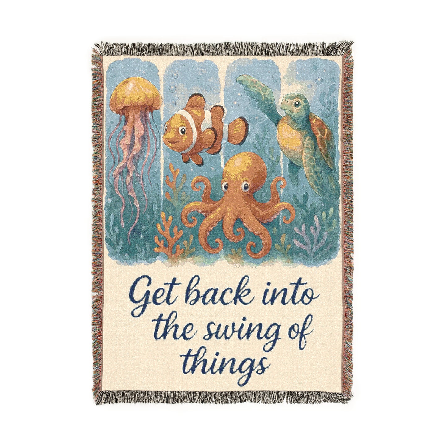 Inspirational Ocean Scene Woven Blanket - "Get Back Into The Swing of Things"