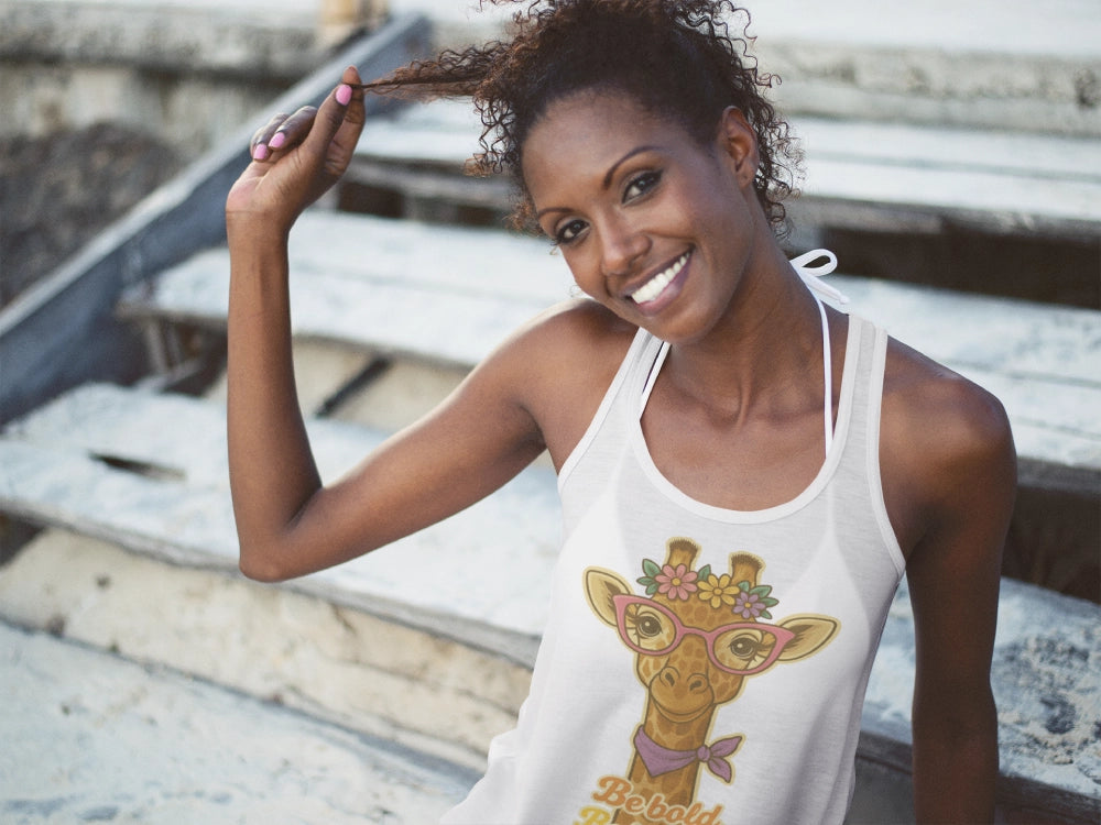 Be Bold, Be Bright, Be You Giraffe Tank Top | Women's Ideal Racerback Tank | Cute Summer Tee | Animal Lover Gift | Motivational Apparel