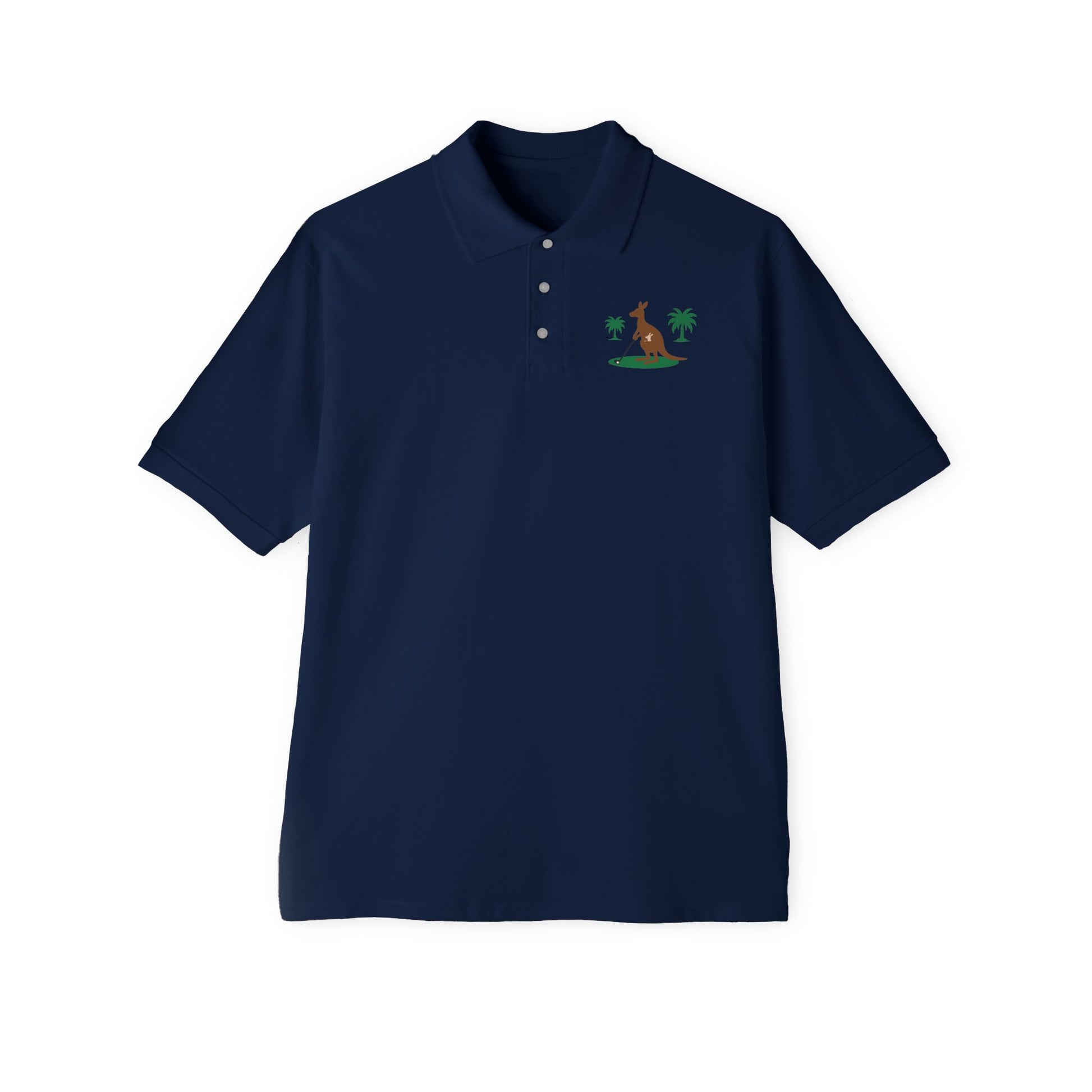 Fun kangaroo golf polo shirt for vacation and summer wear
