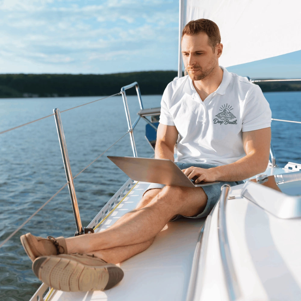 Men's Polo - "Deep Breath" Relaxed Style for Casual Elegance