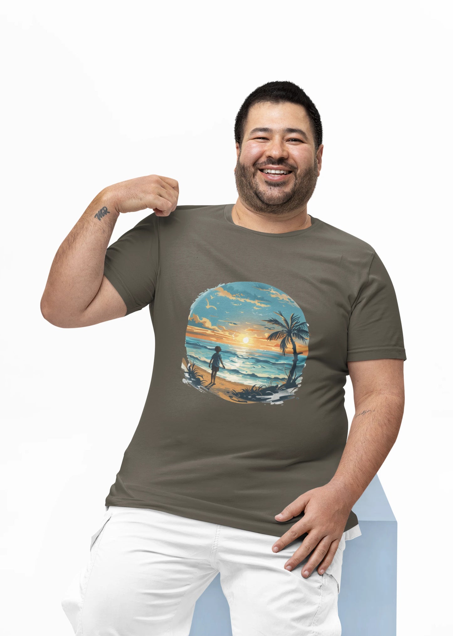 Colorful Sunshine Seaside T-shirt - Lightweight Fabric Tee
