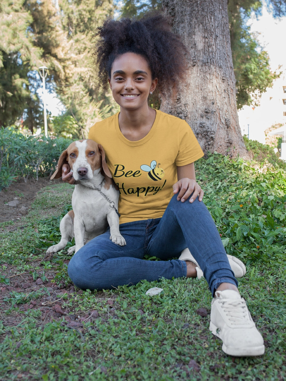 Bee Happy Unisex Jersey Tee - Cheerful Graphic T-Shirt for Positive Vibes