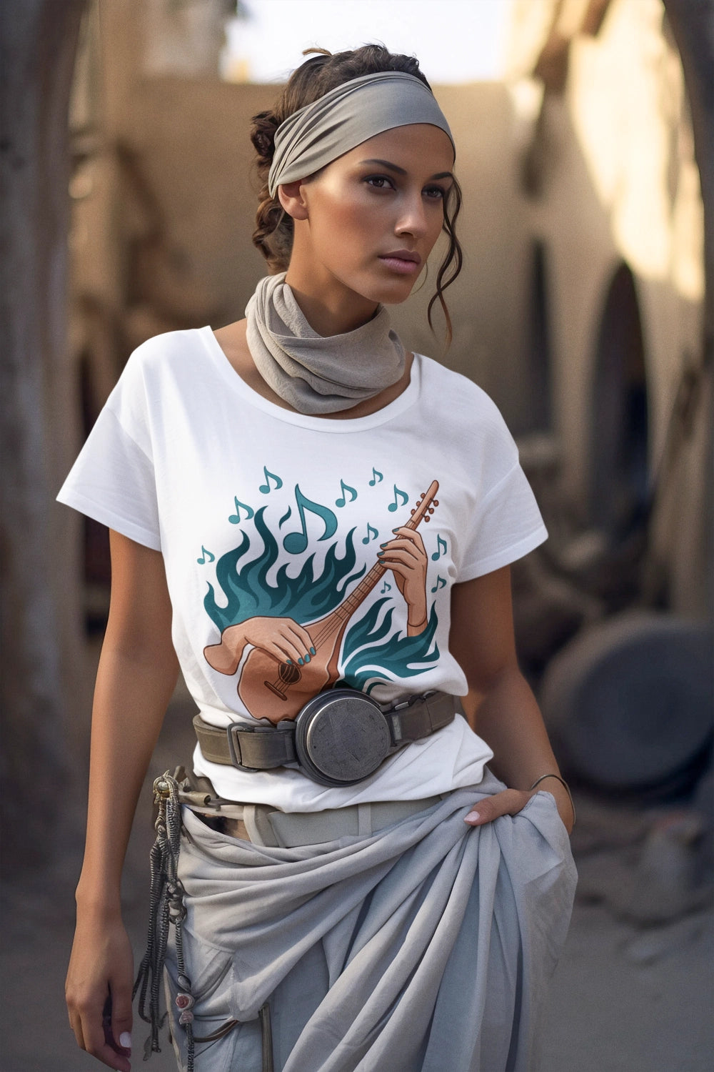 Musical Vibes Tee, Women's Graphic T-Shirt, Music Lover Gift, Casual Wear, Festival Outfit, Band Merch - Lightweight Fabric Tee