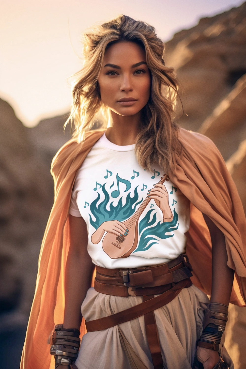 Musical Vibes Tee, Women's Graphic T-Shirt, Music Lover Gift, Casual Wear, Festival Outfit, Band Merch - Lightweight Fabric Tee