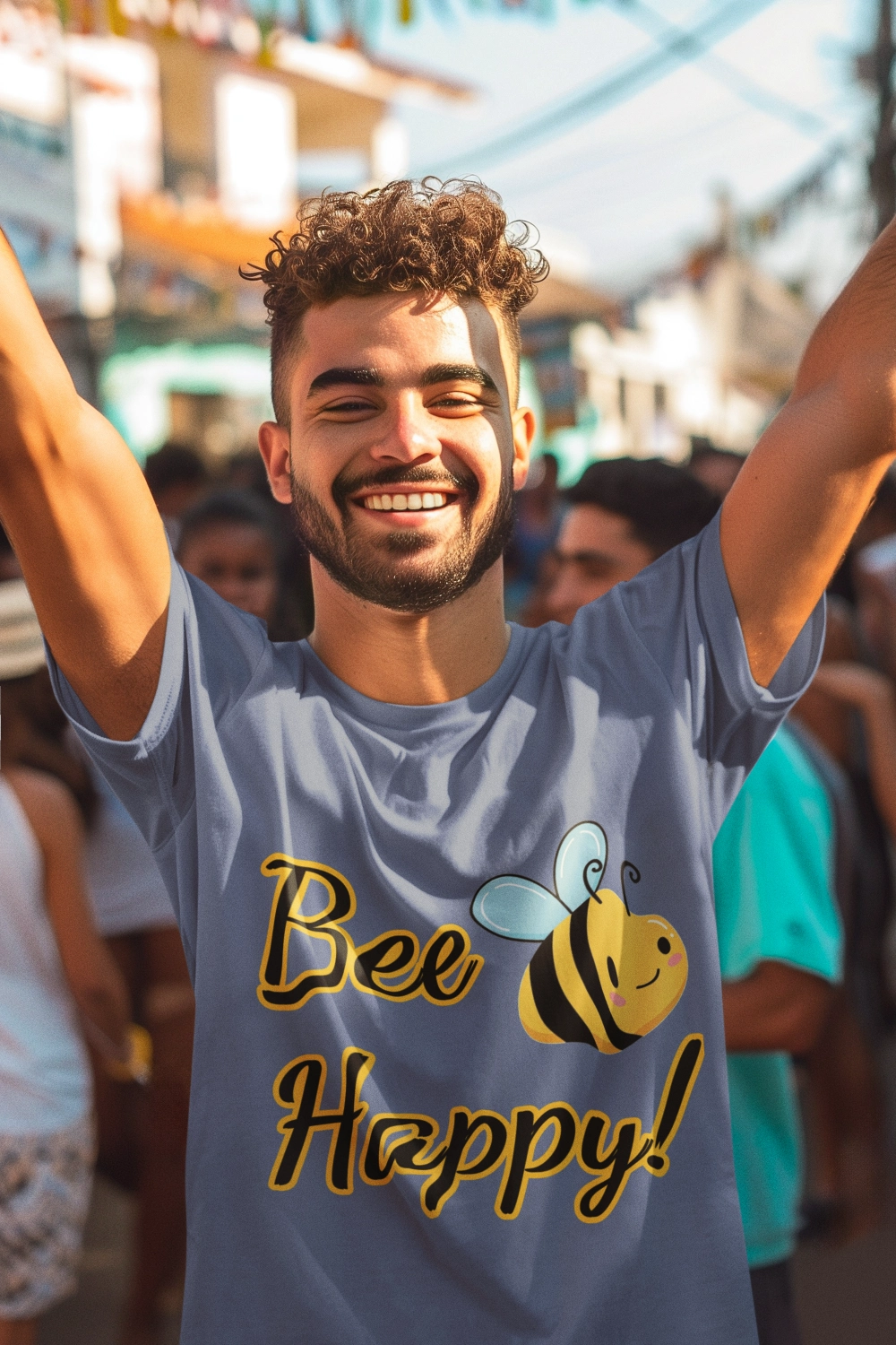 Bee Happy Unisex Jersey Tee - Cheerful Graphic T-Shirt for Positive Vibes