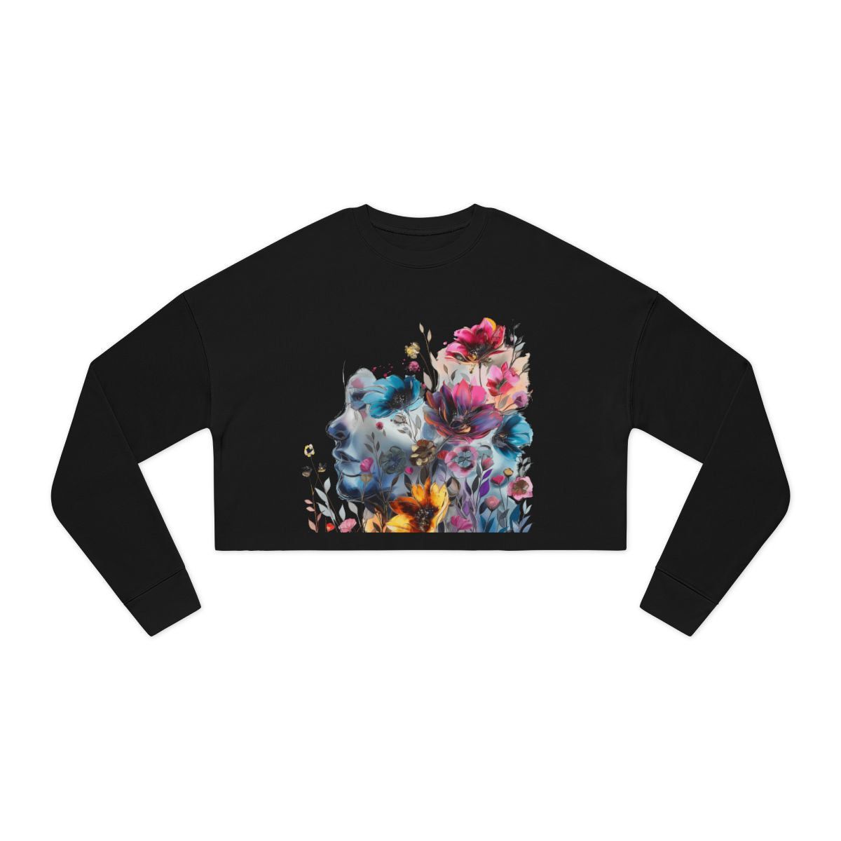 Women's Cropped Floral Watercolor Sweatshirt