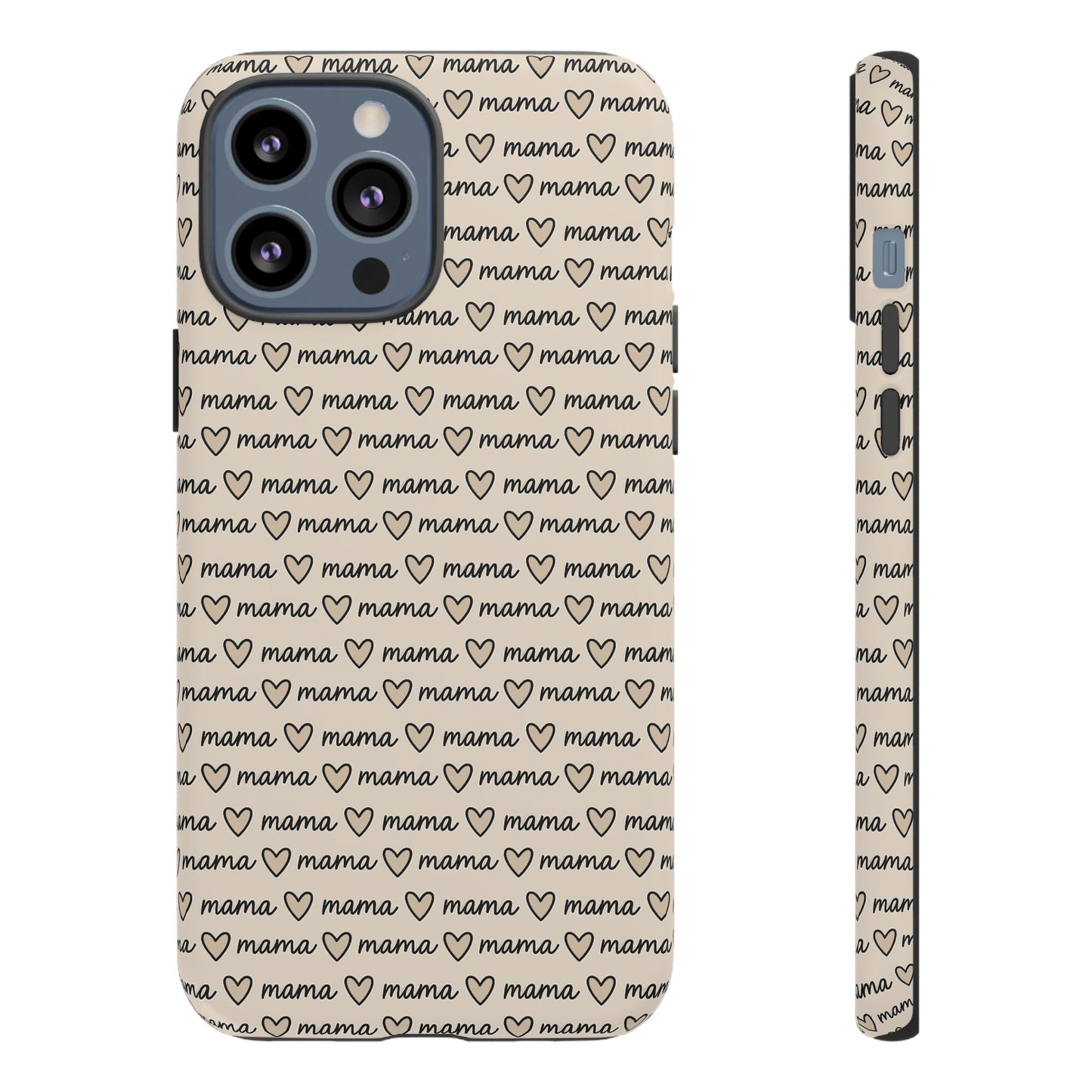 Mama Script Heart Pattern Phone Case