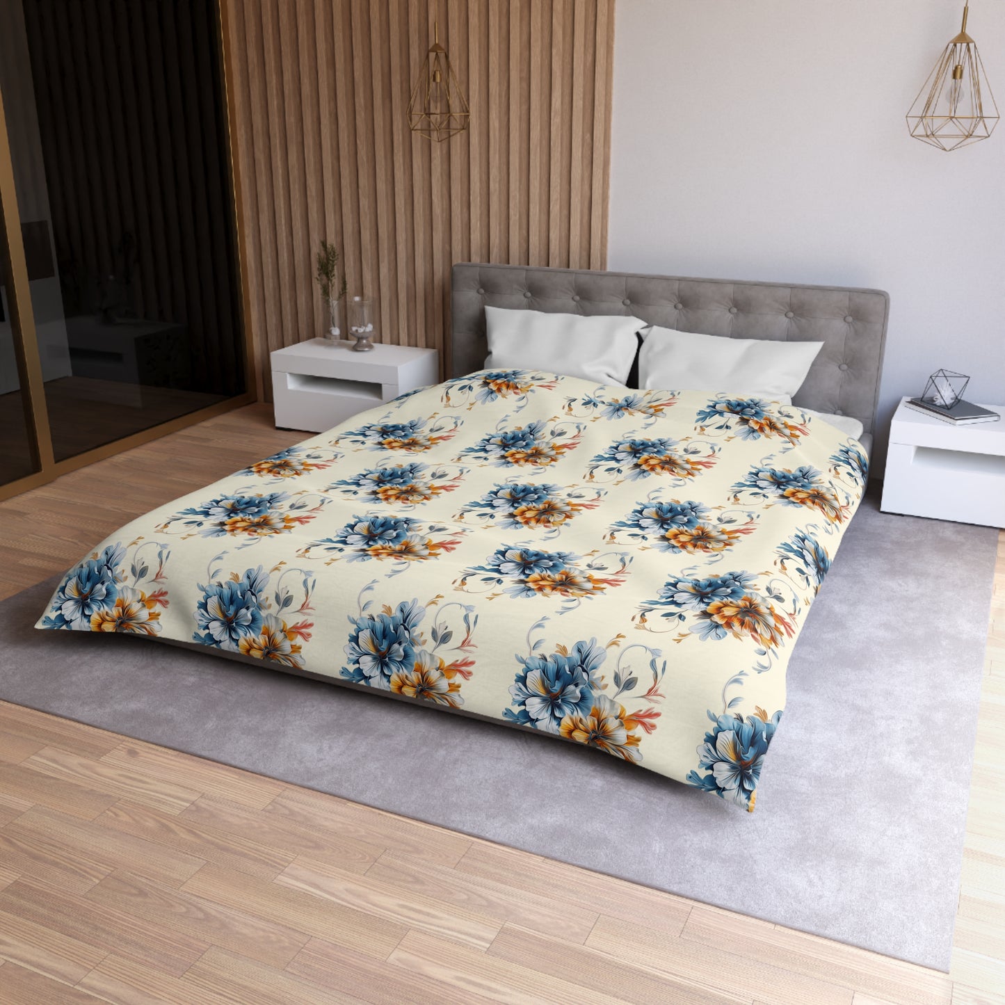 Floral Microfiber Duvet Cover, Soft Bedding Set, Cozy Home Decor, Nature-Inspired Bedroom, Spring Gift Idea