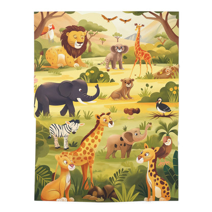 Baby Swaddle Blanket with Cute African Savannah Animals Design