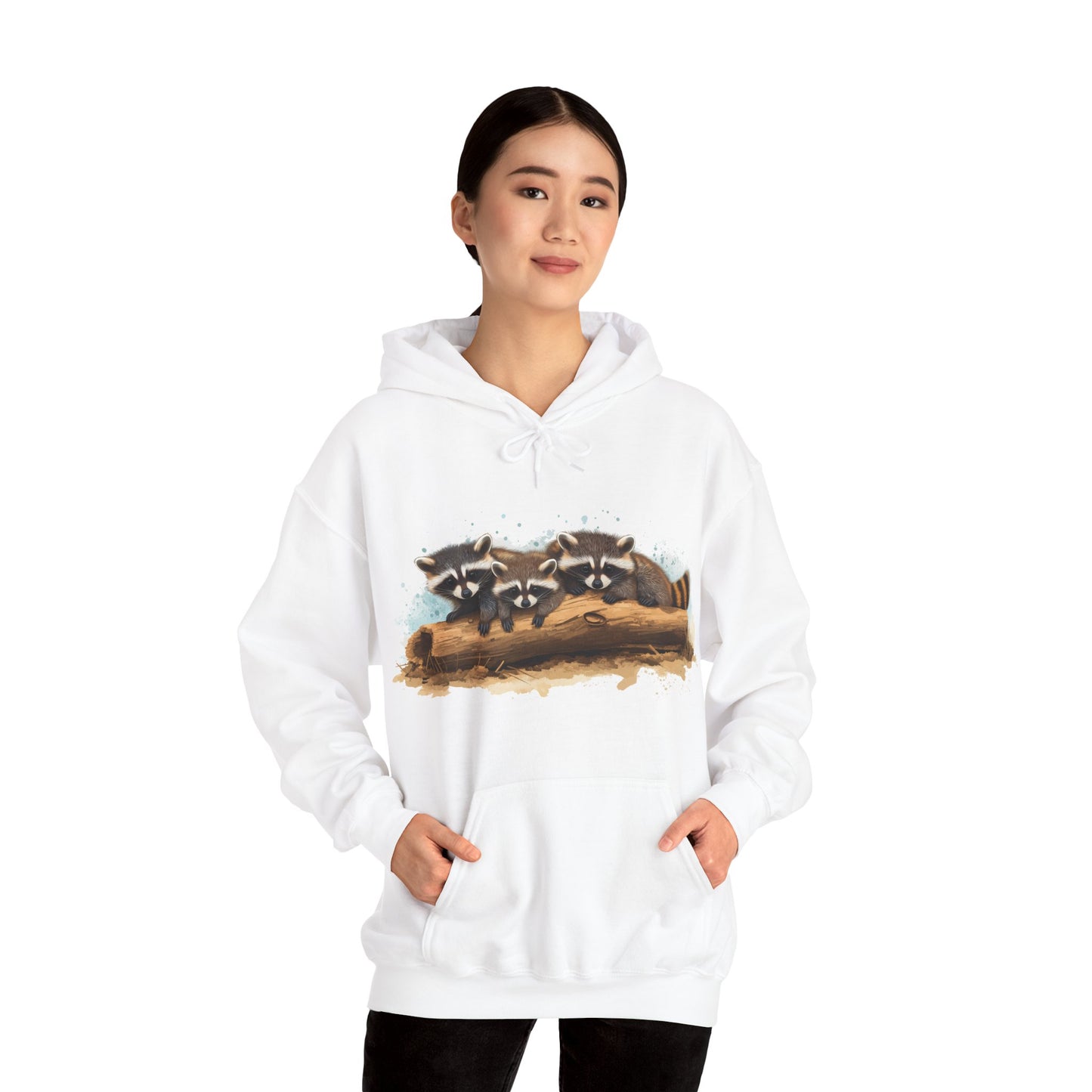 Cozy Raccoon Hooded Sweatshirt - Unisex Heavy Blend™- Raccoon in hoodie - Raccoon Hoodie with ears