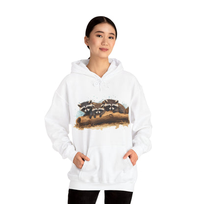 Cozy Raccoon Hooded Sweatshirt - Unisex Heavy Blend™- Raccoon in hoodie - Raccoon Hoodie with ears