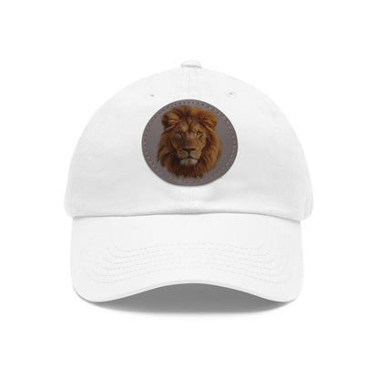 Lion Design Dad Hat with Leather Patch – Stylish Casual Hat for Animal Lovers