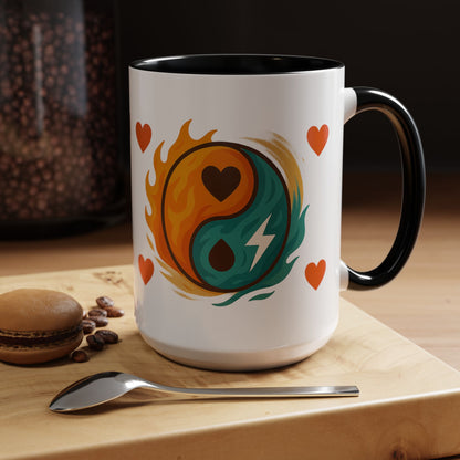 Bold Yin Yang Accent Coffee Mug – 11oz & 15oz – Perfect for Coffee Lovers