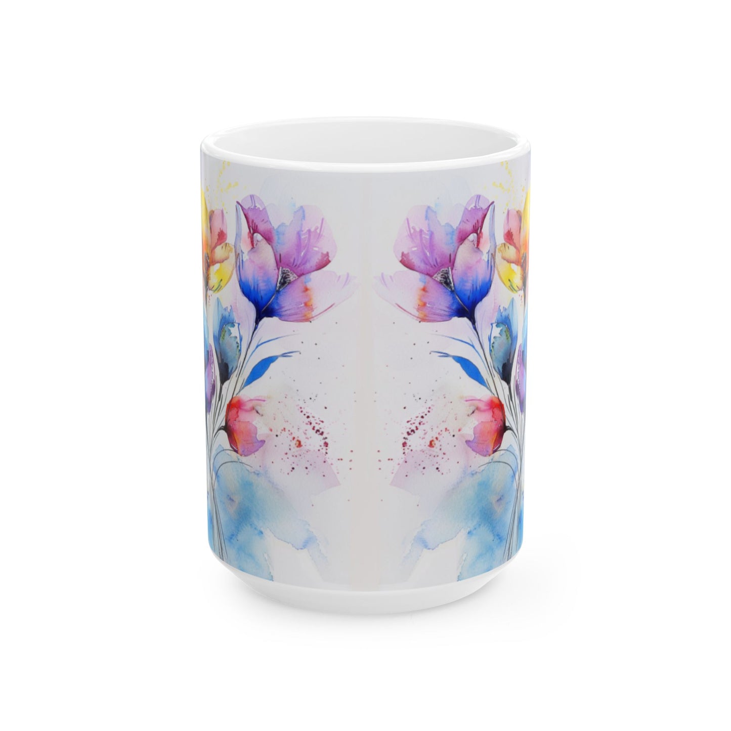 Ceramic Mug, Watercolor Artistic Florals, (11oz, 15oz)