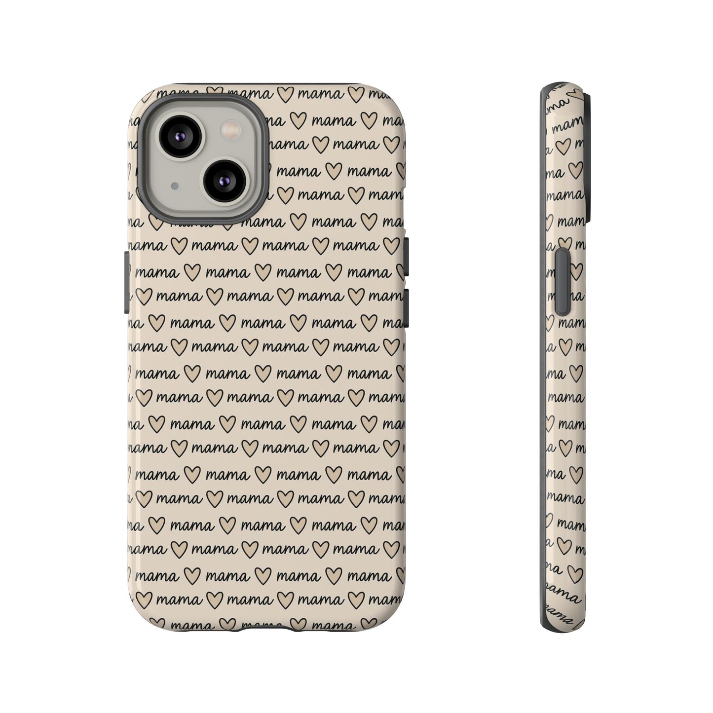 Mama Script Heart Pattern Phone Case